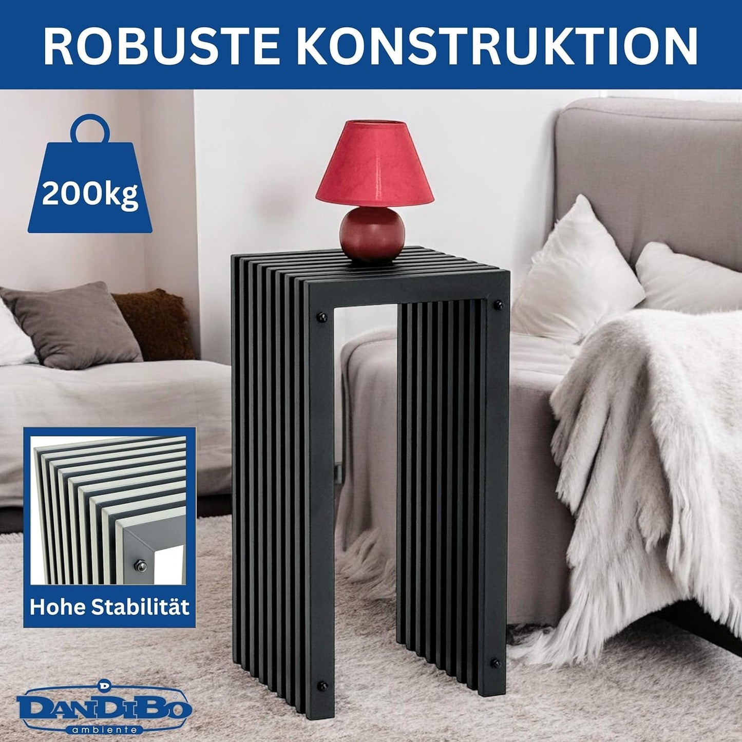 Lamellen-Beistelltisch, Höhe 65 cm / L