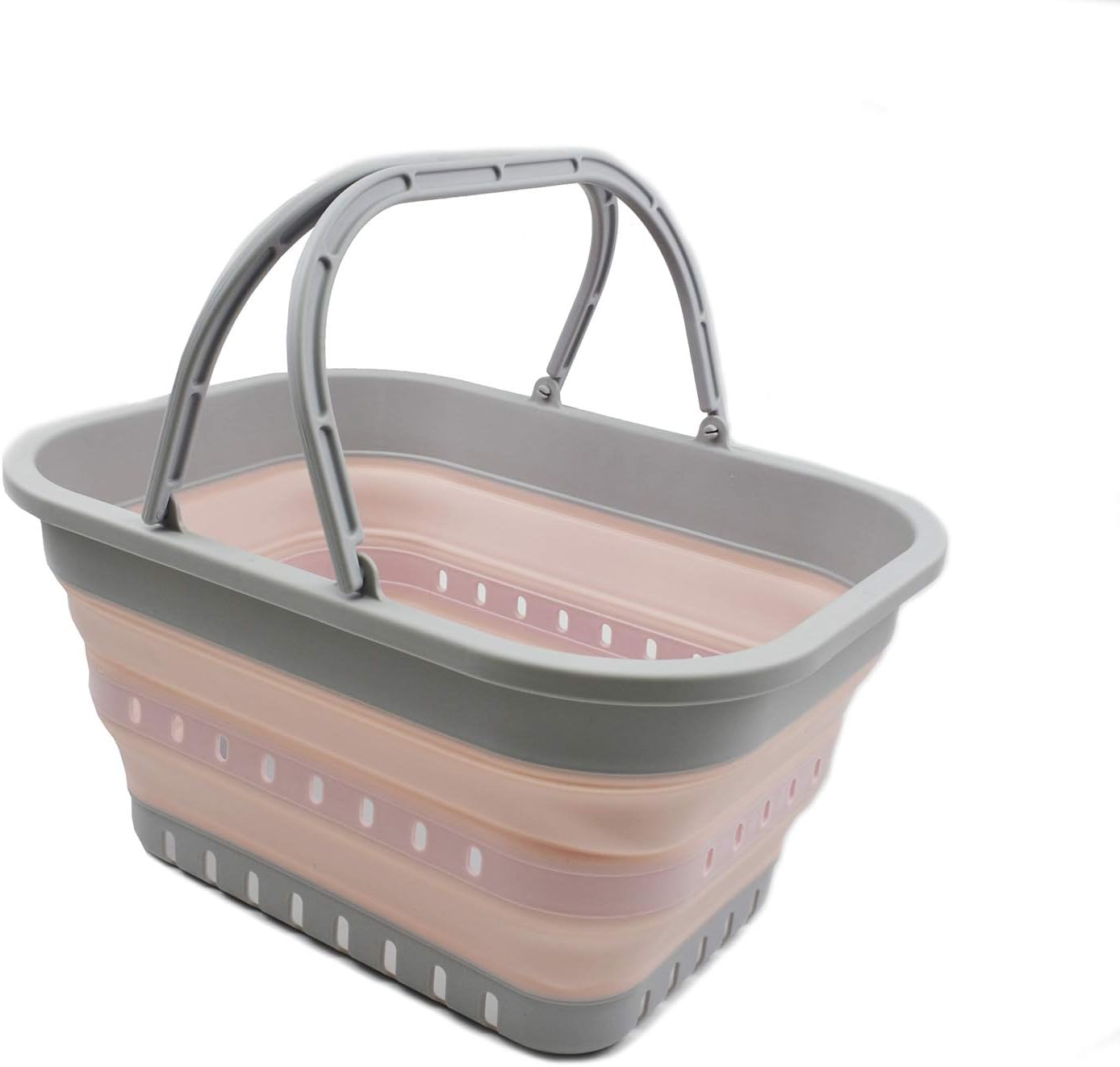 Faltbarer Tragekorb mit Griff, Grey/Pink 1