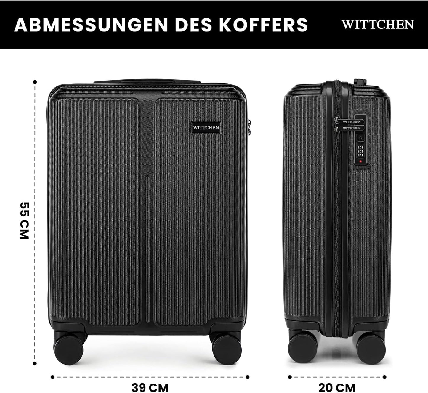 Stripes Line Kofferset 3-teilig (M, L, XL), Schwarz Kofferset (M, L, XL)