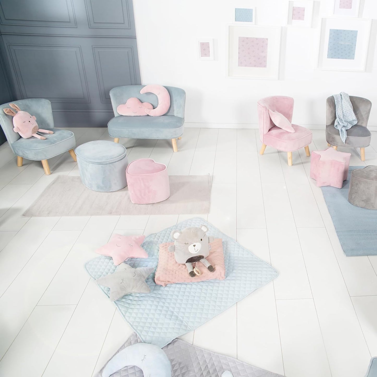 Kinderhocker in Herzform, Herzform Rosa/Mauve
