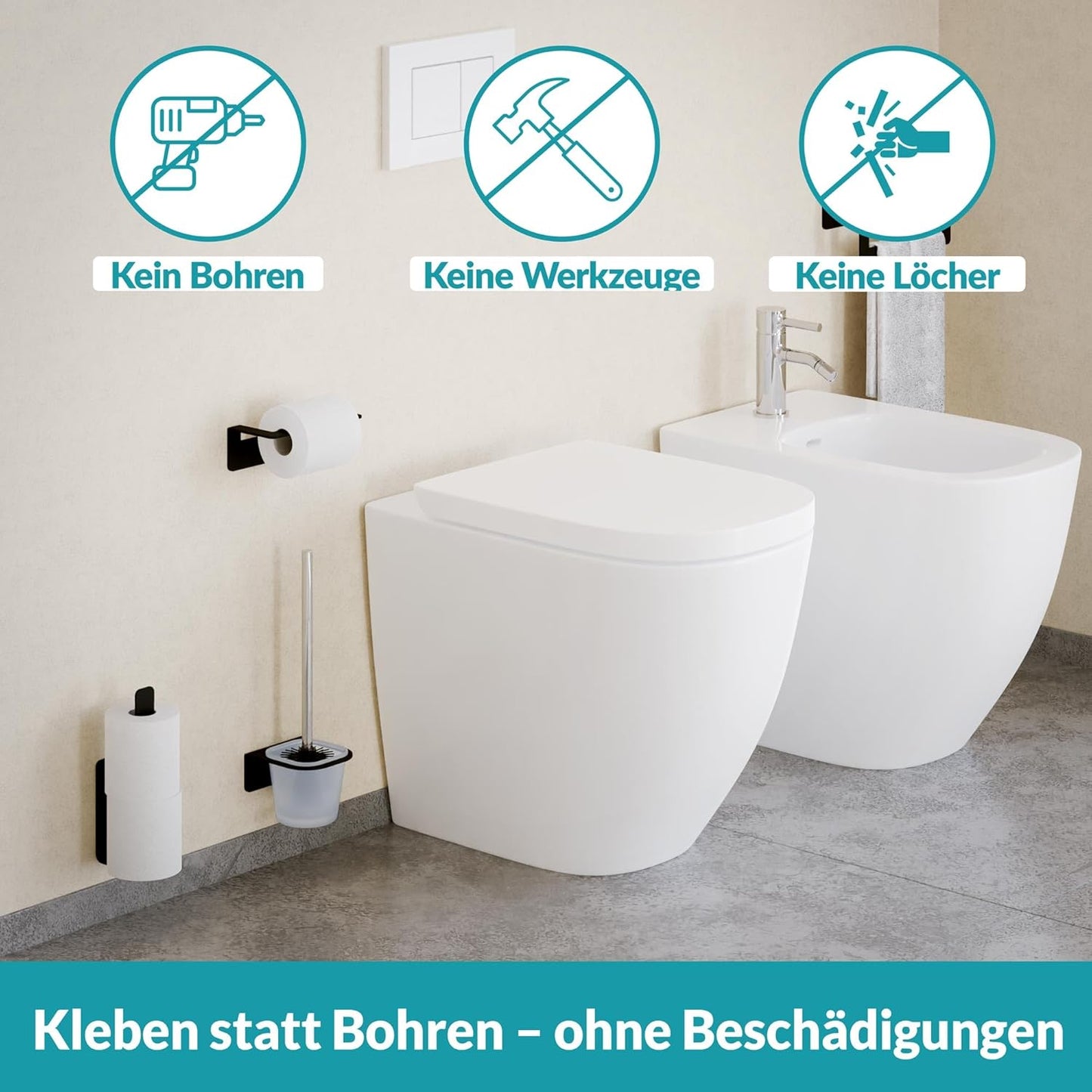Toilettenpapierhalter, Schwarz Ersatzrollenhalter