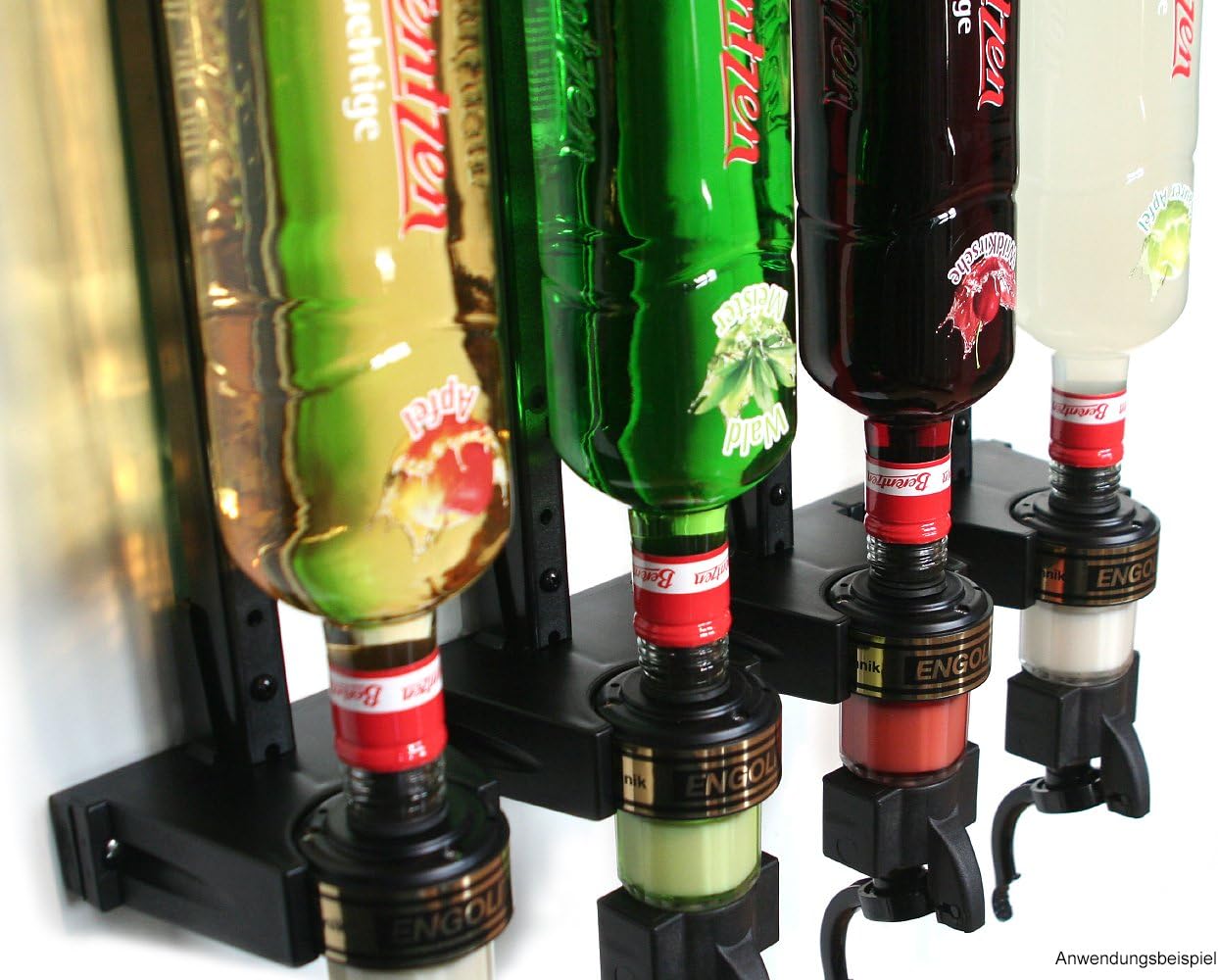 4er Dosierer & Flaschenhalter-Set für Wandmontage, 3.0 cl (Finger Push)