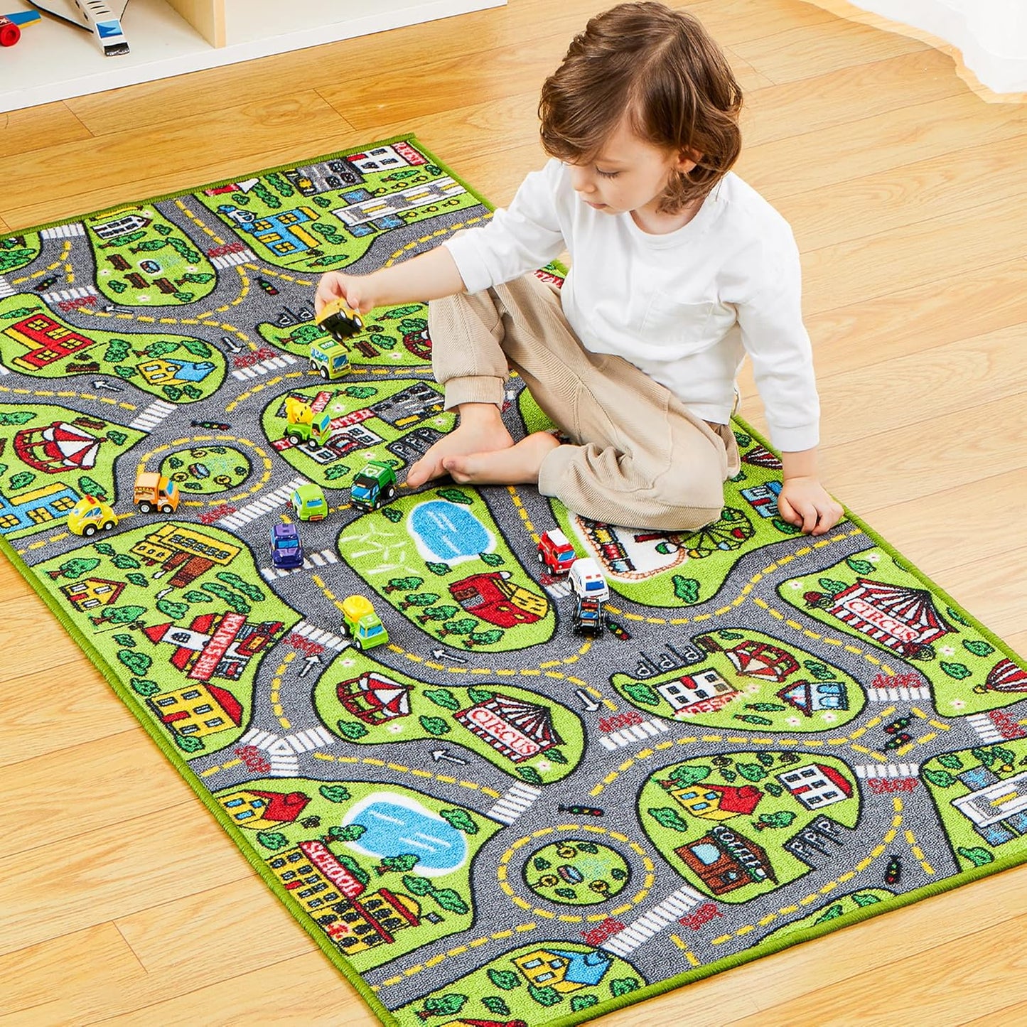 Kinder-Spielteppich mit Mini-Autos (80x150cm)