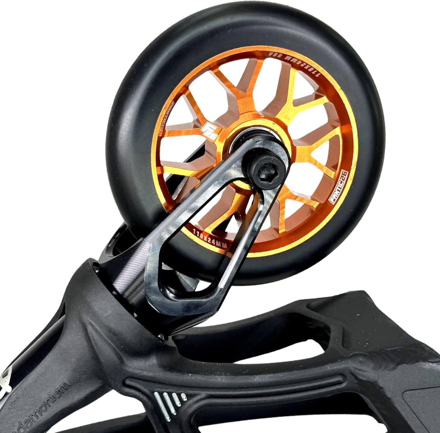 Stunt Scooter Rolle 110mm ABEC 11 Freestyle, Orange/Pu Schwarz