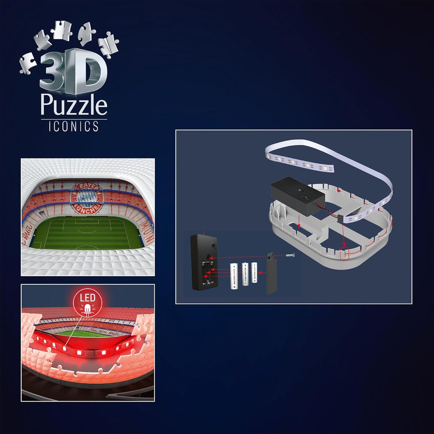 3D Puzzle Allianz Arena mit Licht, Iconics (Neuauflage)