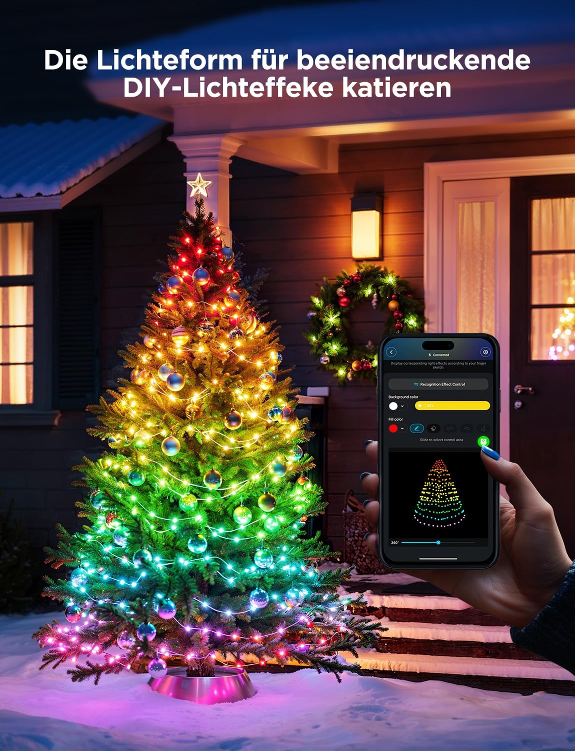 LED Weihnachtslichterkette, Alexa-kompatibel, Google-kompatibel, 200 LEds, 20M