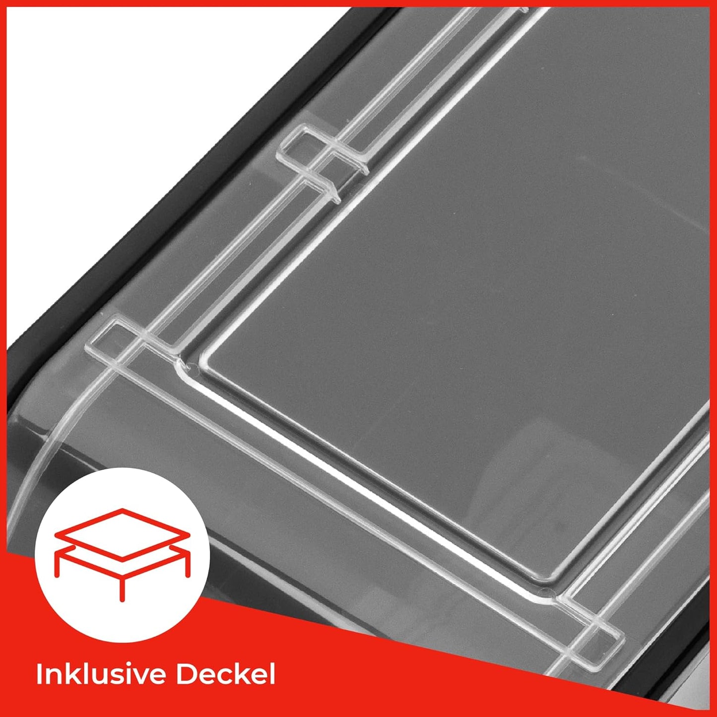 Stapelkiste mit Deckel, 10 Stück - 195x120mm Schwarz