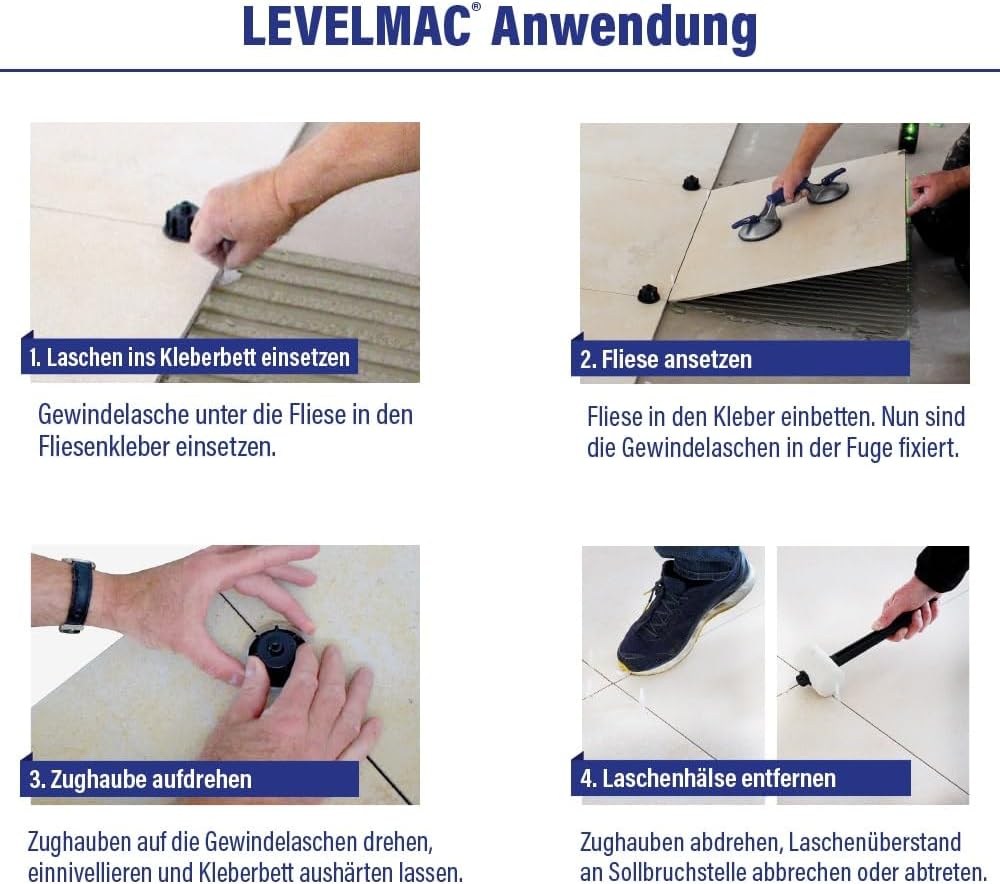 Gewindelaschen für Fliesen-Nivelliersystem (250 Stück), 250 x 1mm Lasche