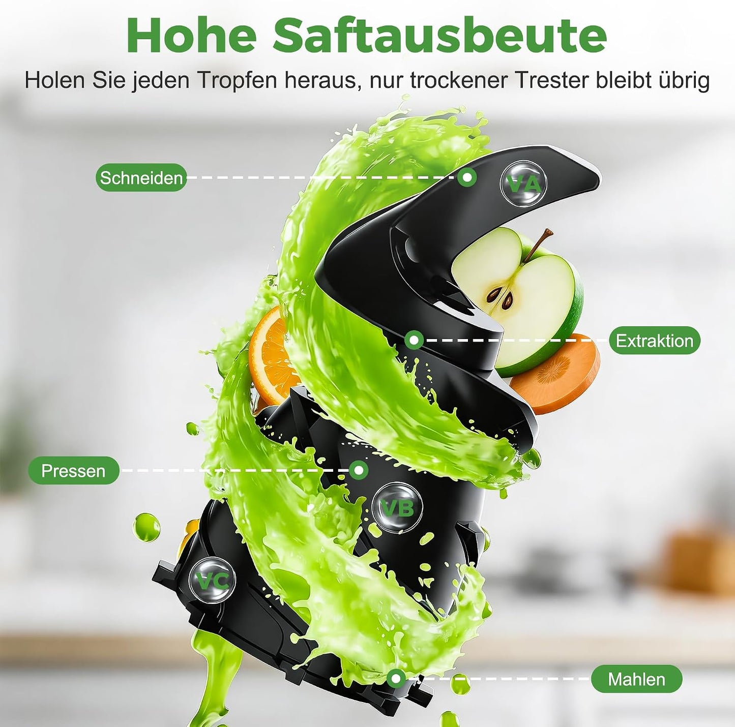 Slow Juicer mit grossem Einfüllschacht