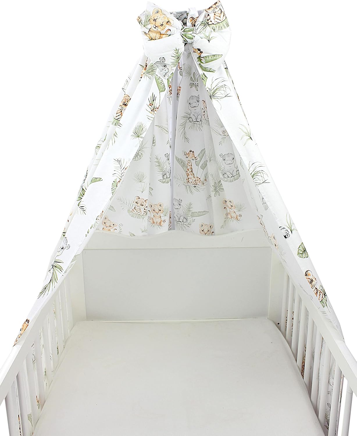 Babybett Himmel mit Schleifchen (160x240 cm), H240 x B160 cm (1er Pack) Safari / Löwe / Braun / Blätter / Grün