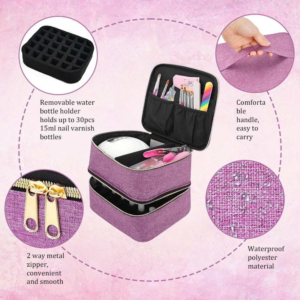 Nagellack Organizer Tasche für 30 Flaschen, Lila