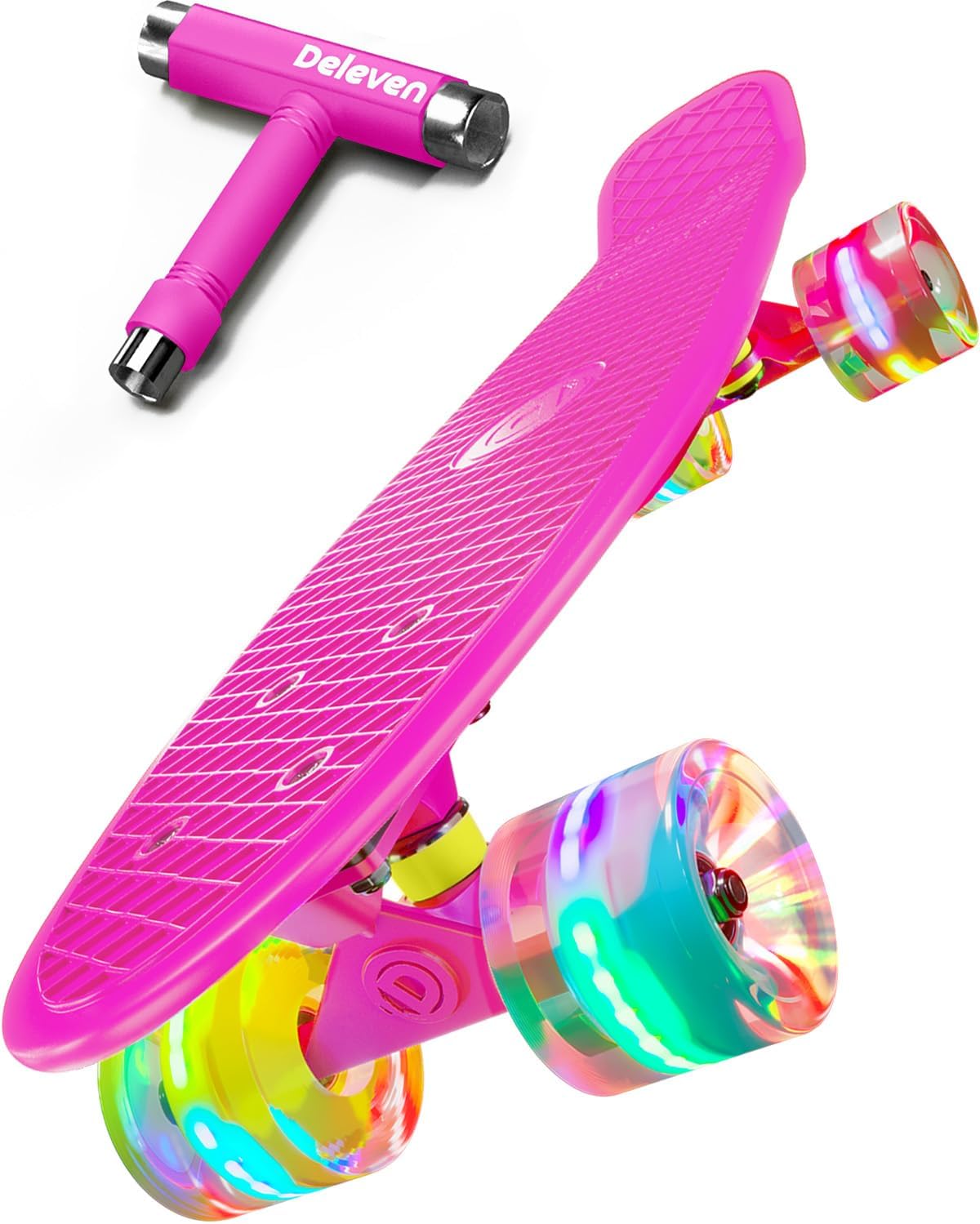 Skateboard mit LED-Rollen für Anfänger, 10 LED Rosa