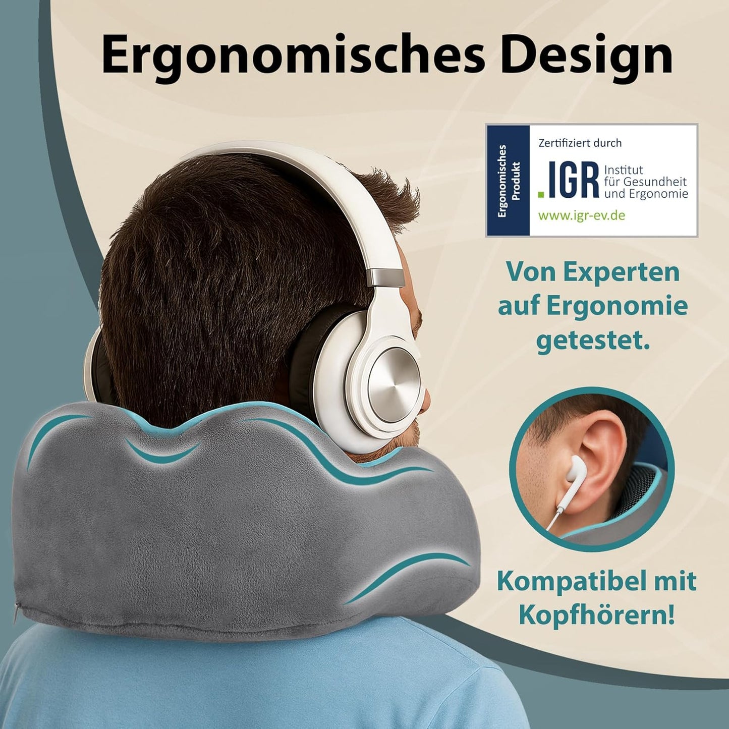 Einstellbares Reisekissen, 2.1. Comfy - Grau