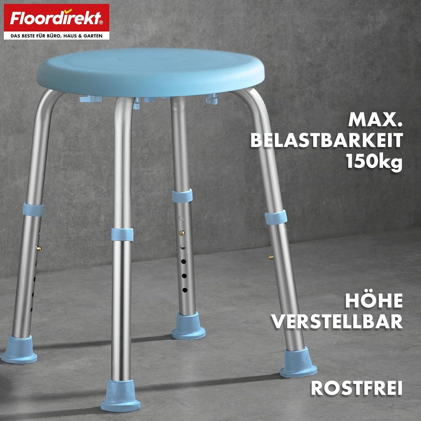 Höhenverstellbarer Duschhocker Pedro 360° drehbar, 35 × 35 × 39–51,5 cm
