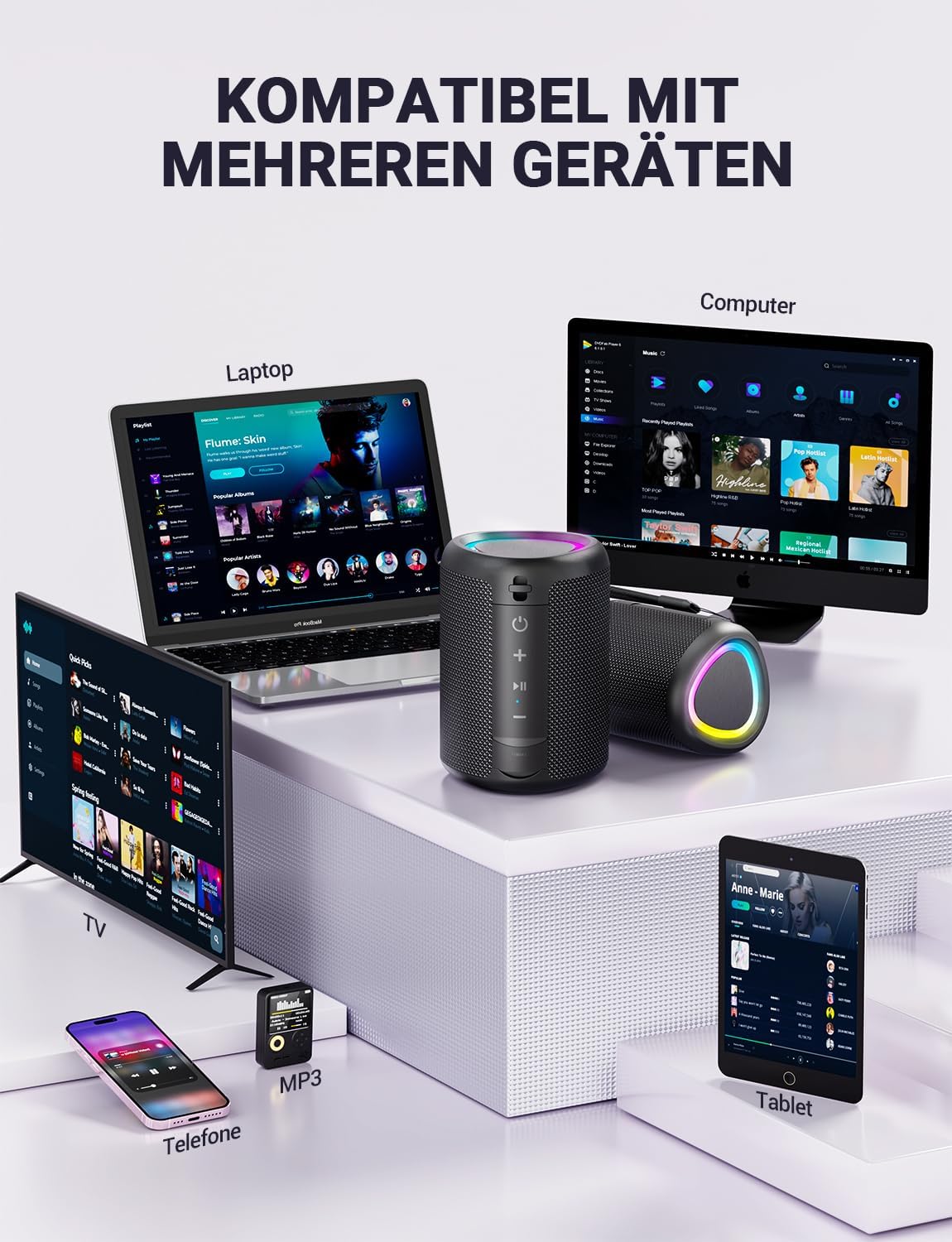 Kompakter Bluetooth-Lautsprecher LYYX03N mit TWS & RGB Lichtern, A46