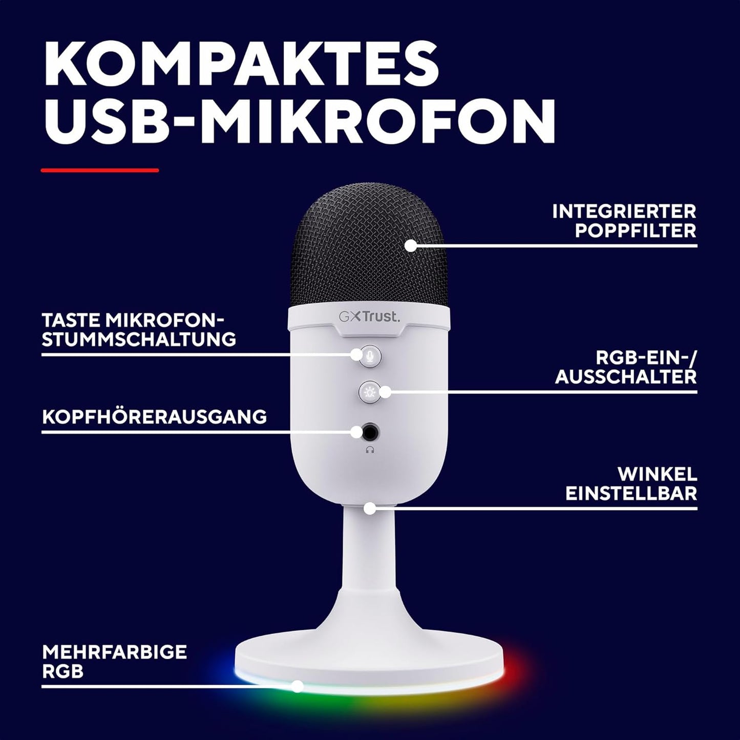 GXT 236W Yami USB Streaming Mikrofon, Weiß