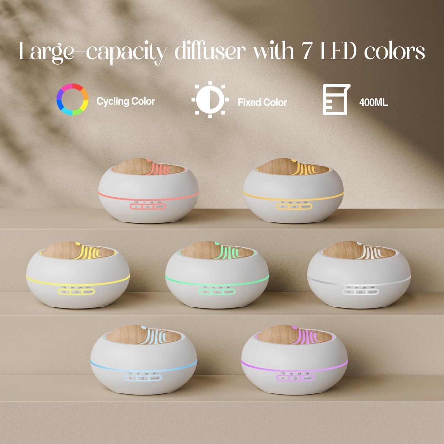 Aroma Diffuser mit RGB Nachtlicht, Weiß 400ML