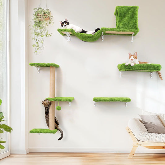 10-teiliges Kletterwand-Set mit Hängematte, grün