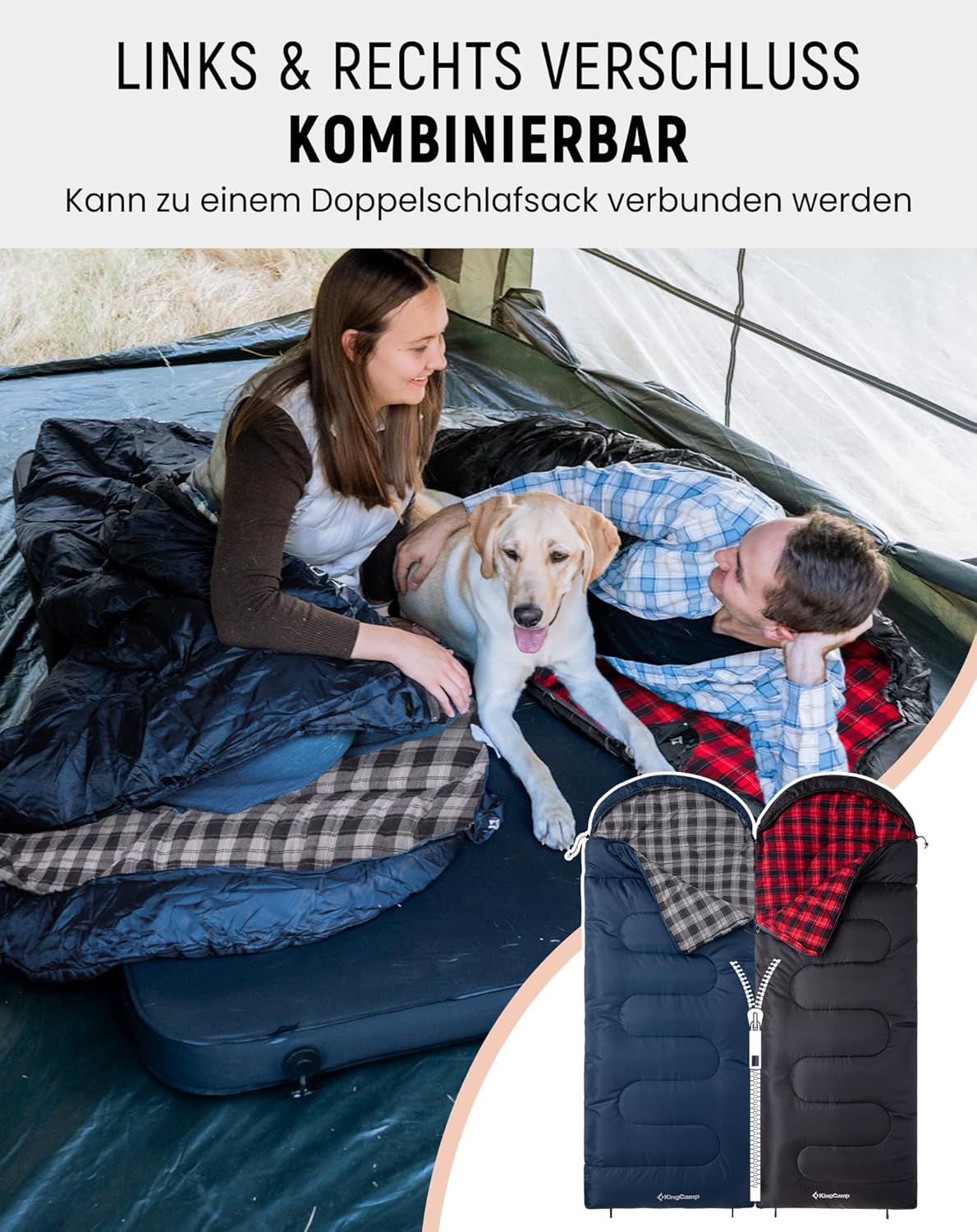 Schlafsack für Erwachsene, Everyday 4 Jahreszeiten Schwarz-R-Zip