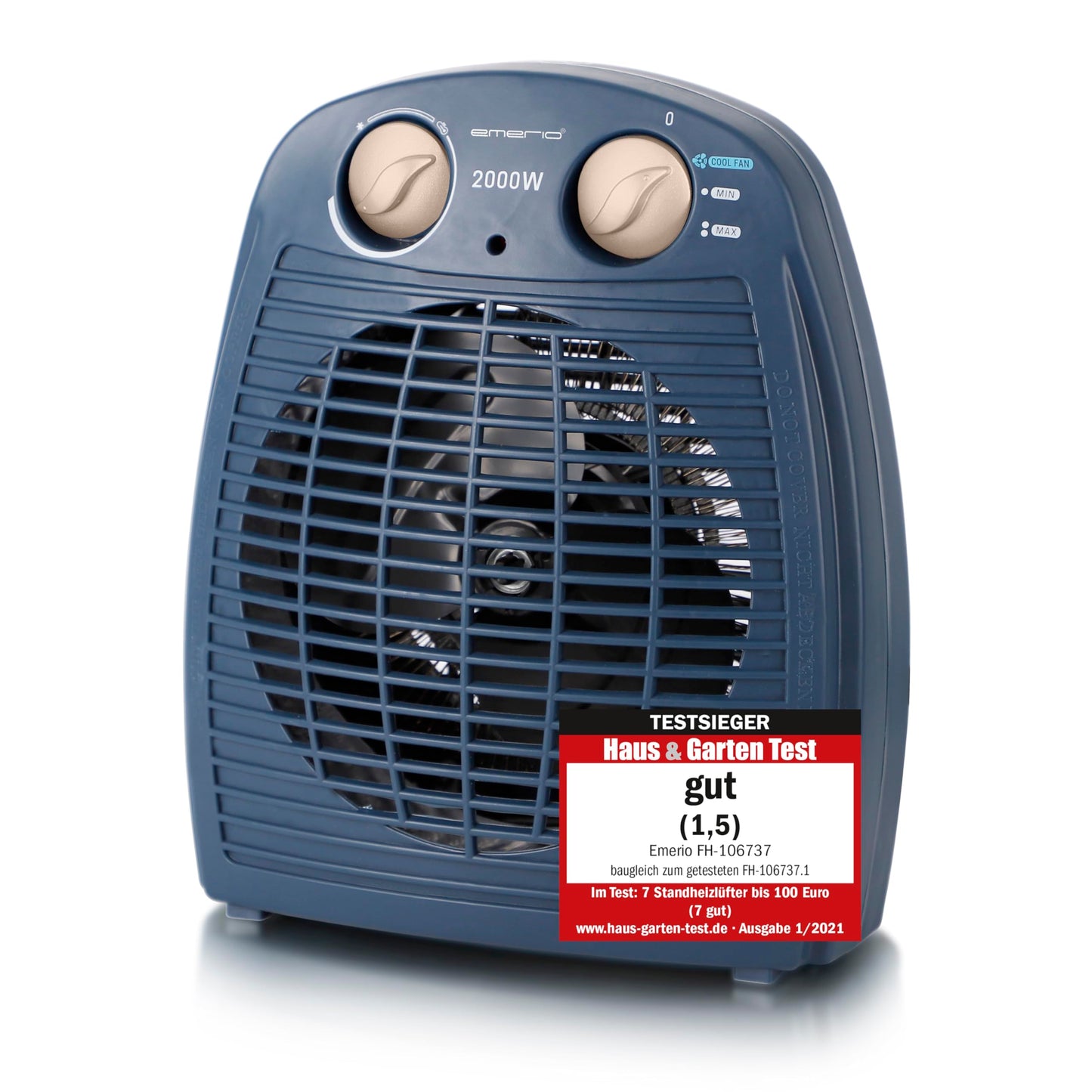 Heizlüfter mit Thermostat & Ventilatorfunktion, Blau