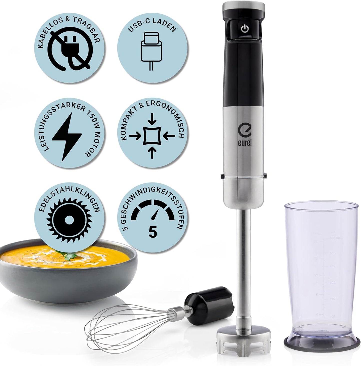 Akku Stabmixer-Set mit Zubehör, 150W inkl. TRENDLine Zubehör