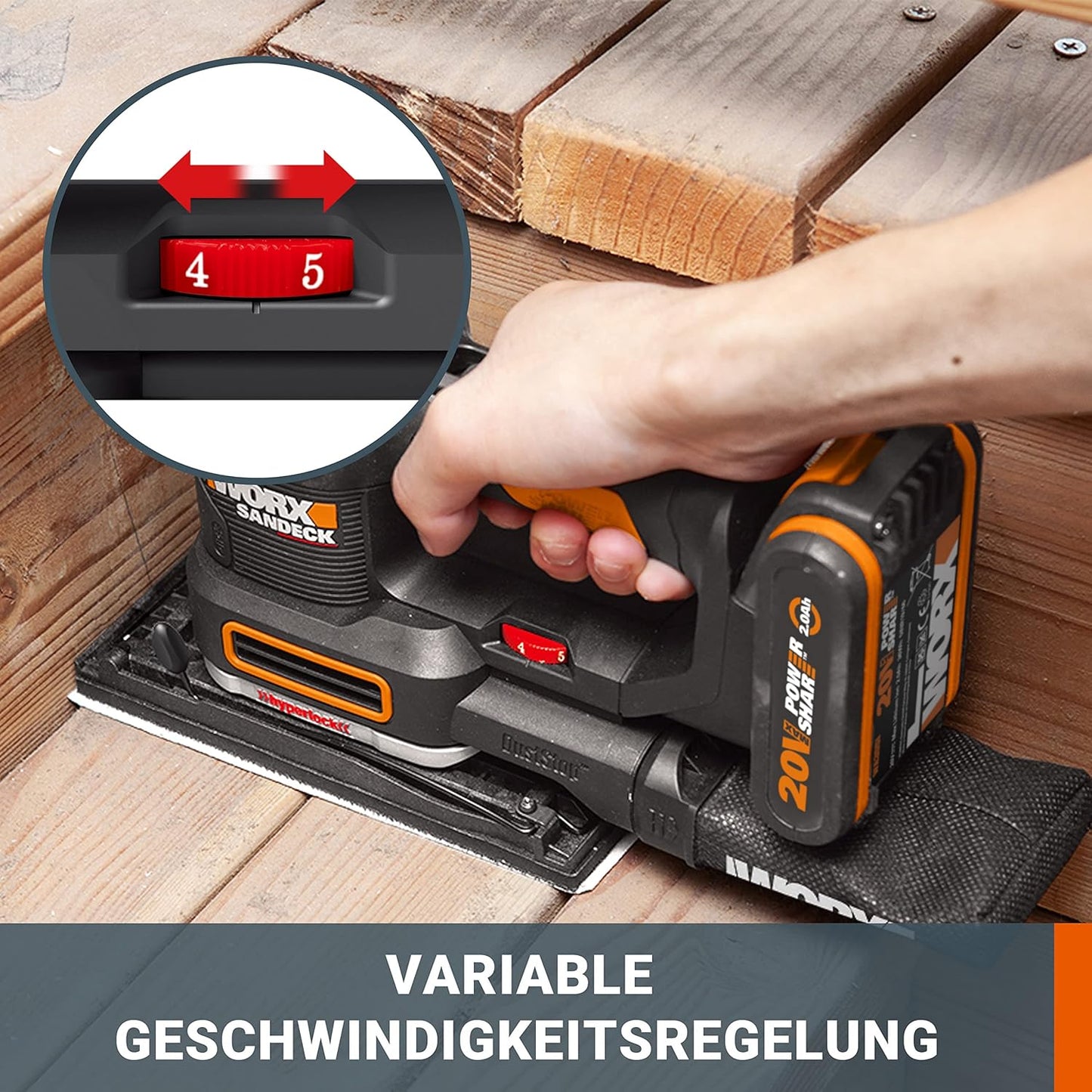 5-in-1 Akku-Multischleifer WX820.9 ohne Akku & Ladegerät, Multischleifer ohne Akku + Ladegerät