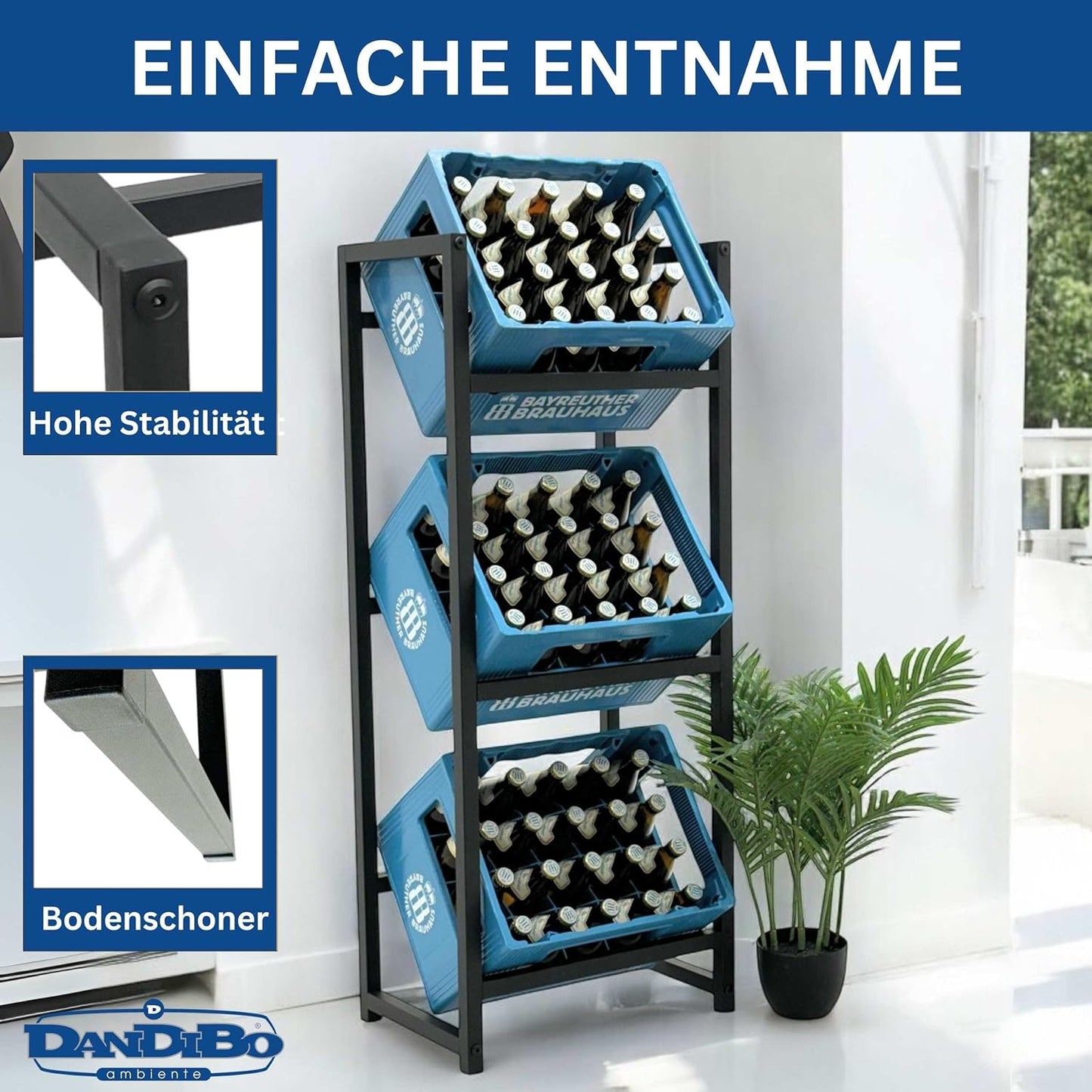 Getränkekistenregal für 3 Kisten, 3 Kisten Breite 47 cm / Hoch k.A.