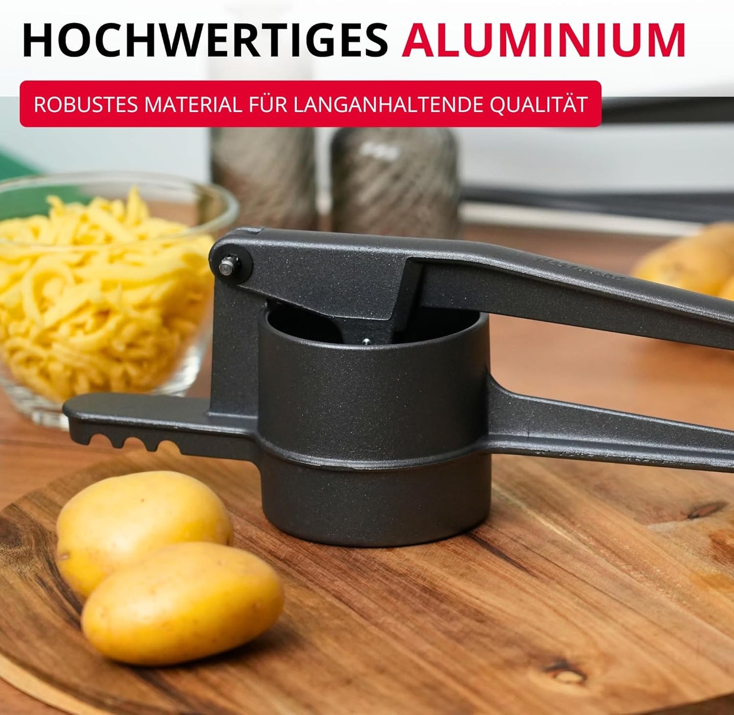 Black Edition Spätzle-/Kartoffelpresse, Traditionelle Lochung/Anthrazit