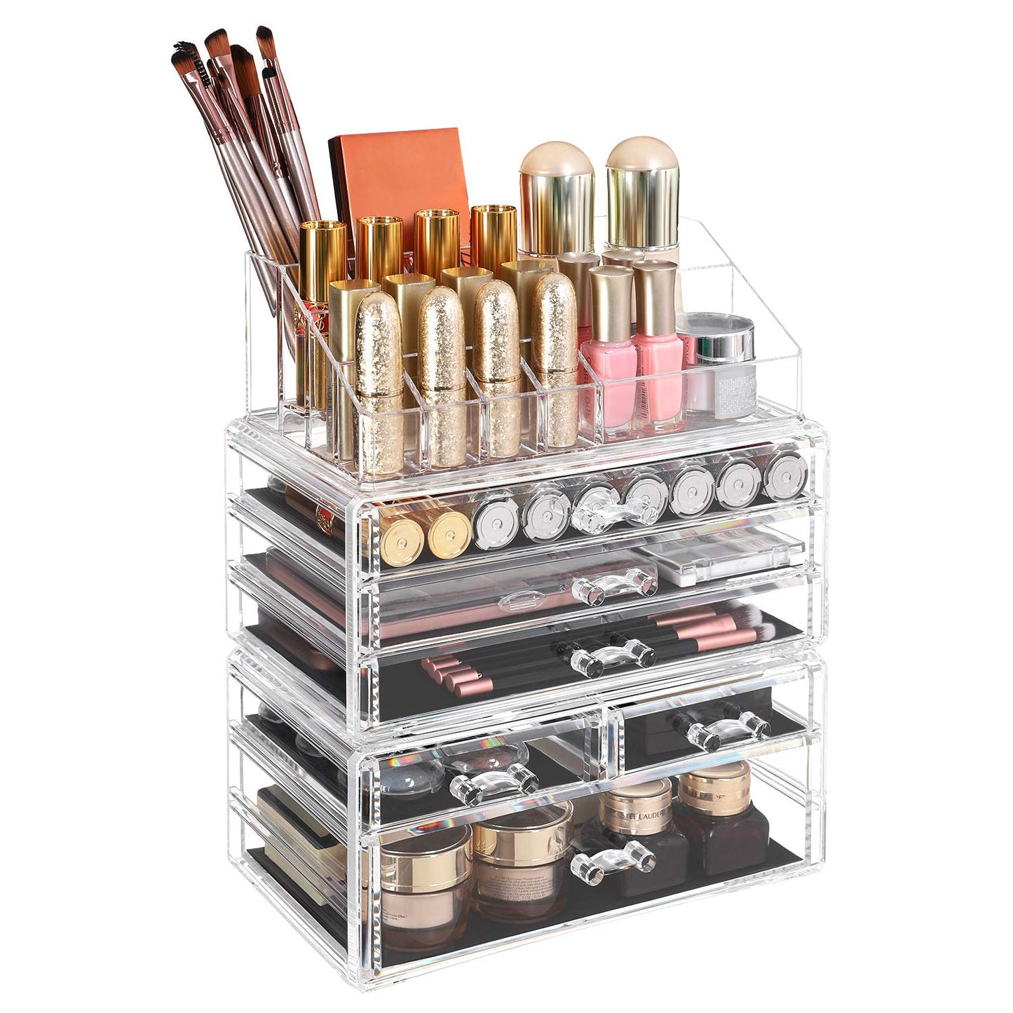 Make-up Organizer mit 6 Schubladen und 15 Fächern, Transparent 5 Tier (30,5H cm)
