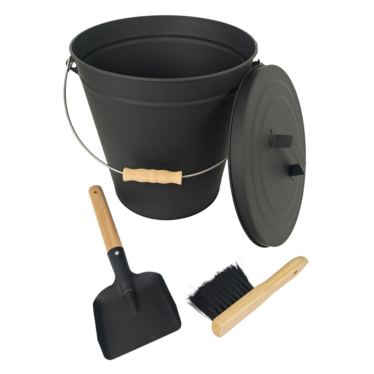 Ascheeimer-Set mit Besen & Schaufel, 20 Liter