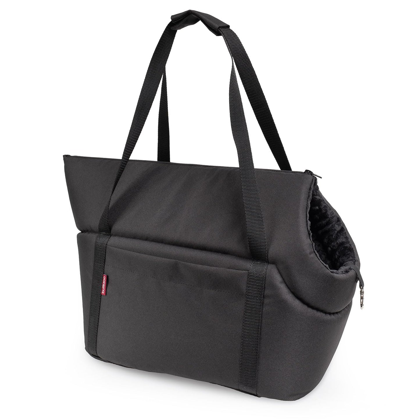 Tragetasche für Haustiere bis 12 kg, L Schwarz Schwarz/Minky