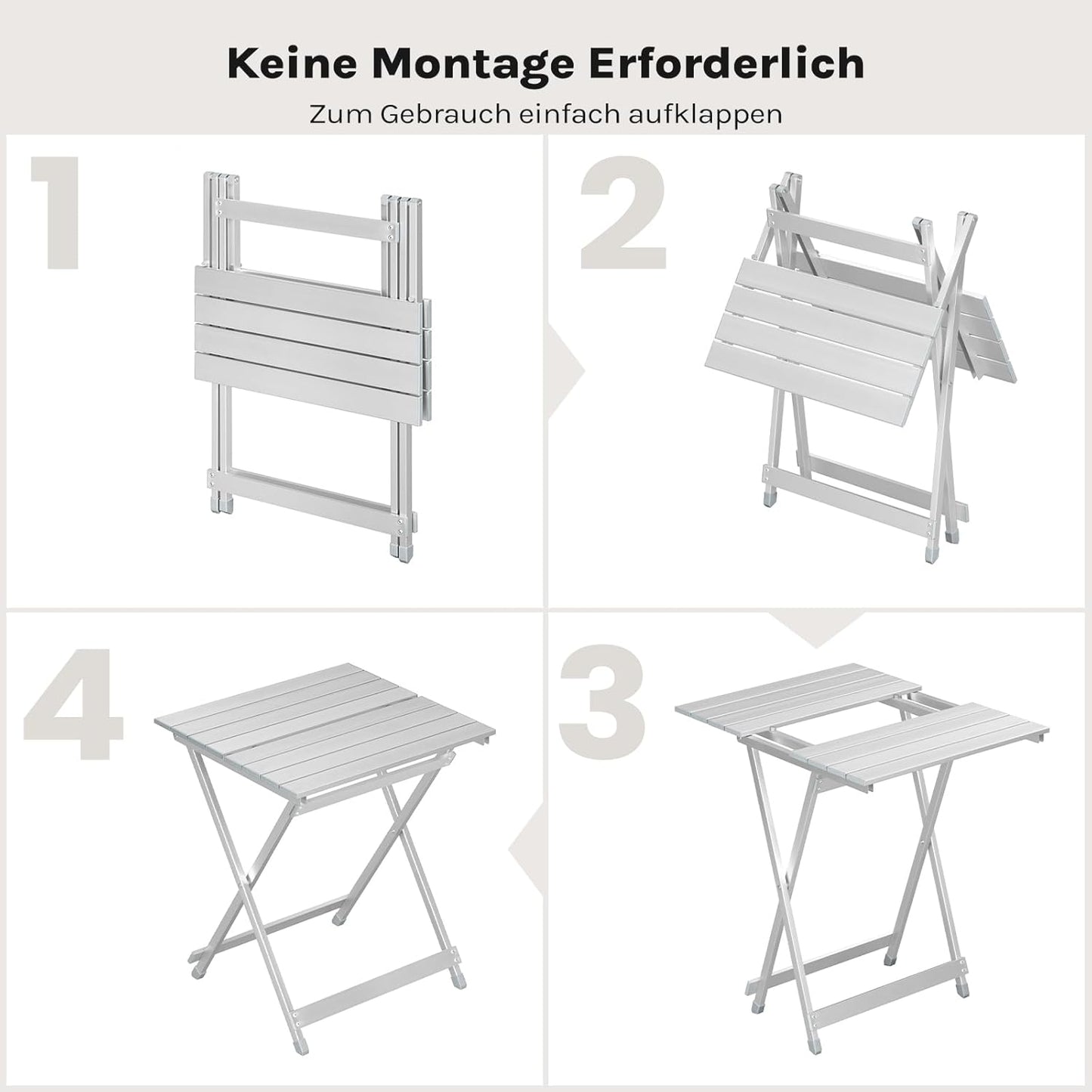 Klappbarer Campingtisch, Silber