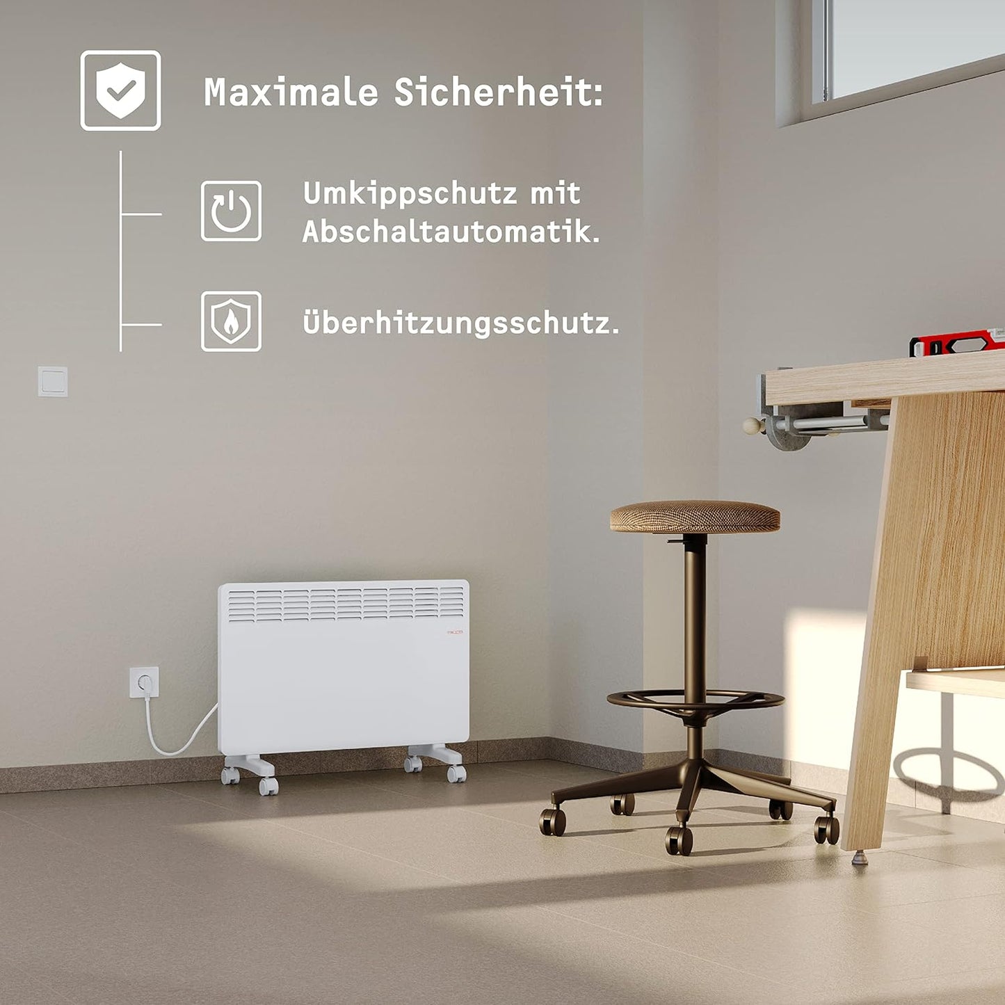 Elektroheizung, für ca. 25 m² ; Metallgehäuse ohn 120-Min.-Timer ; 2021