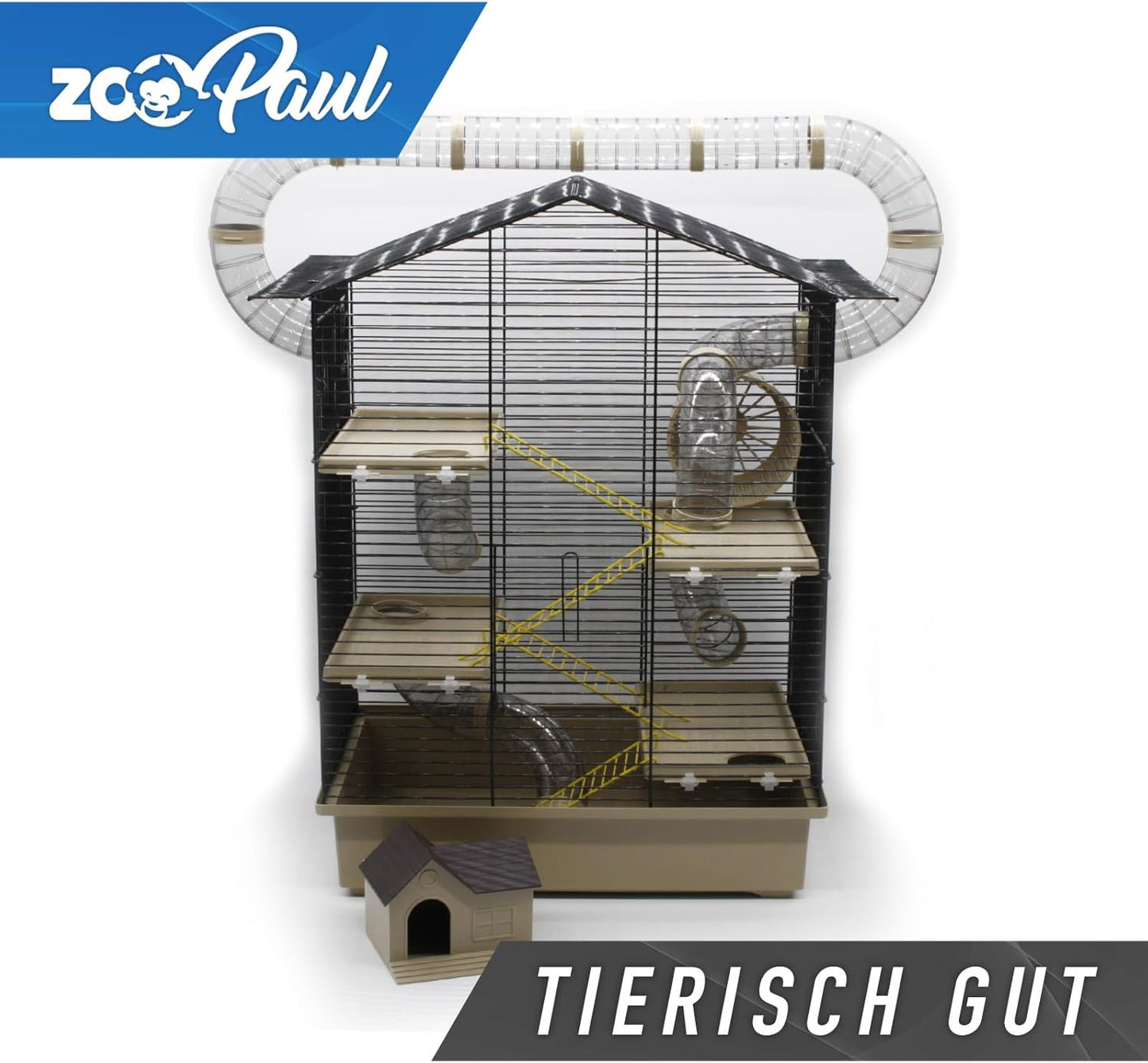 XXL Nagerkäfig mit Tunnelsystem & Zubehör, beige