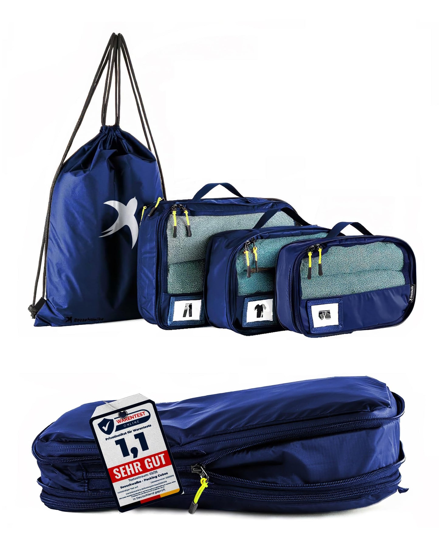 4-teiliges Packwürfel-Set, Blau 4-teiliges Set