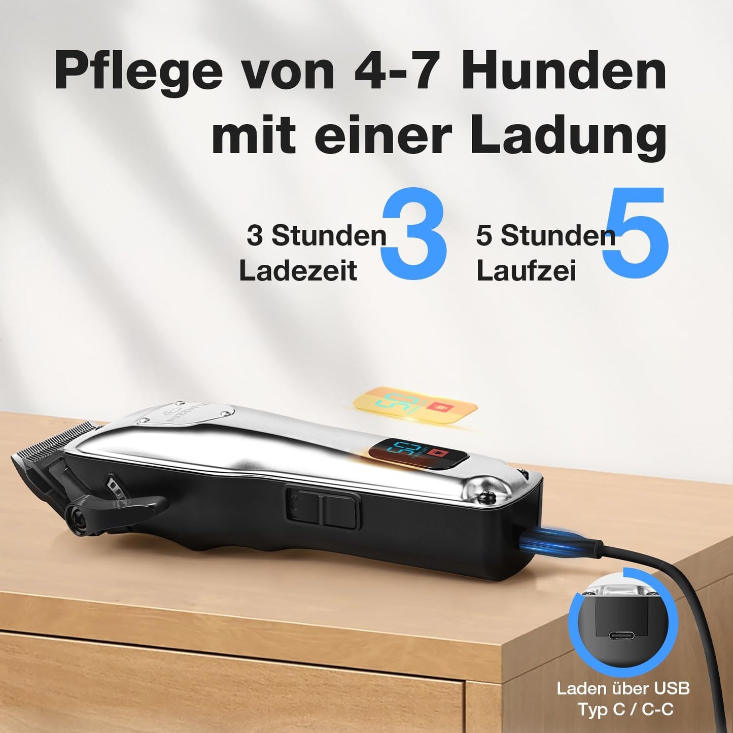 Hundeschermaschine mit Zubehör, Silber