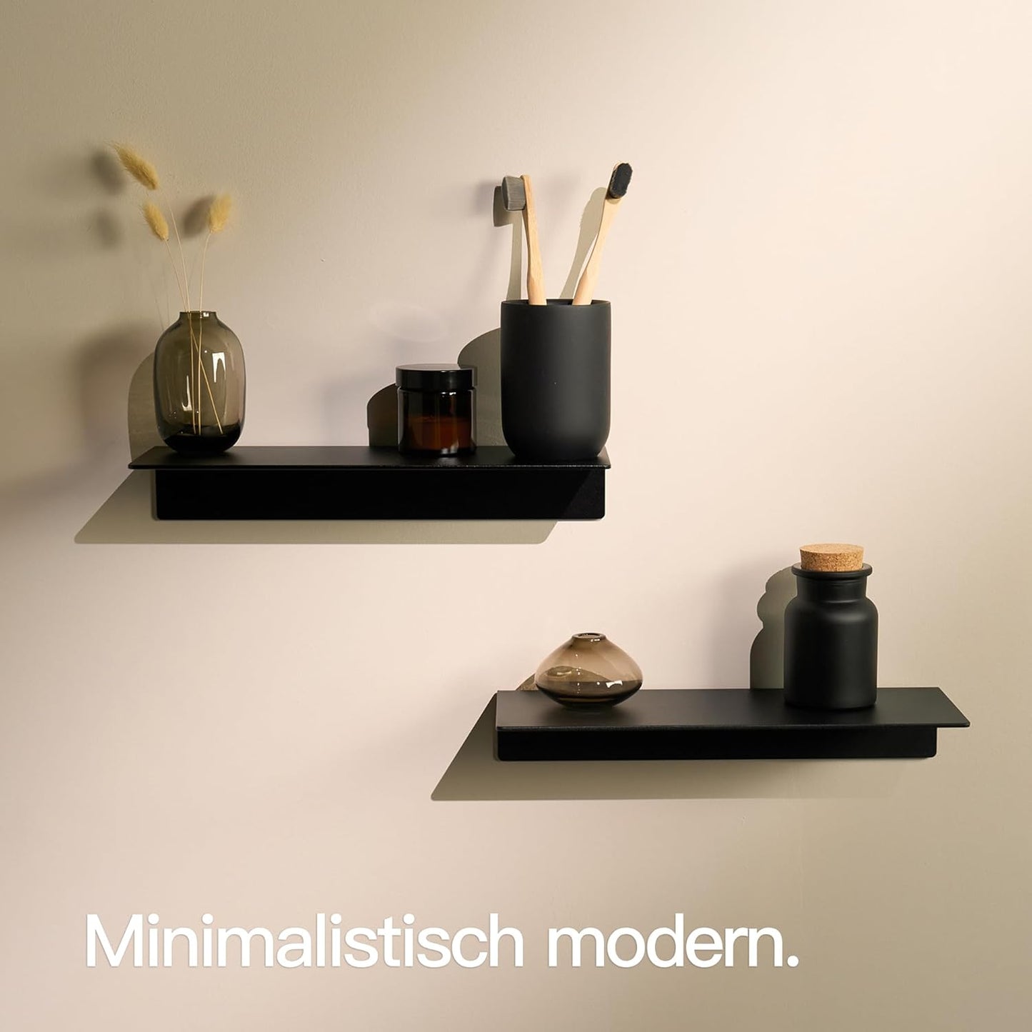 Wandregal selbstklebend, Schwarz 30 cm Doppelpack