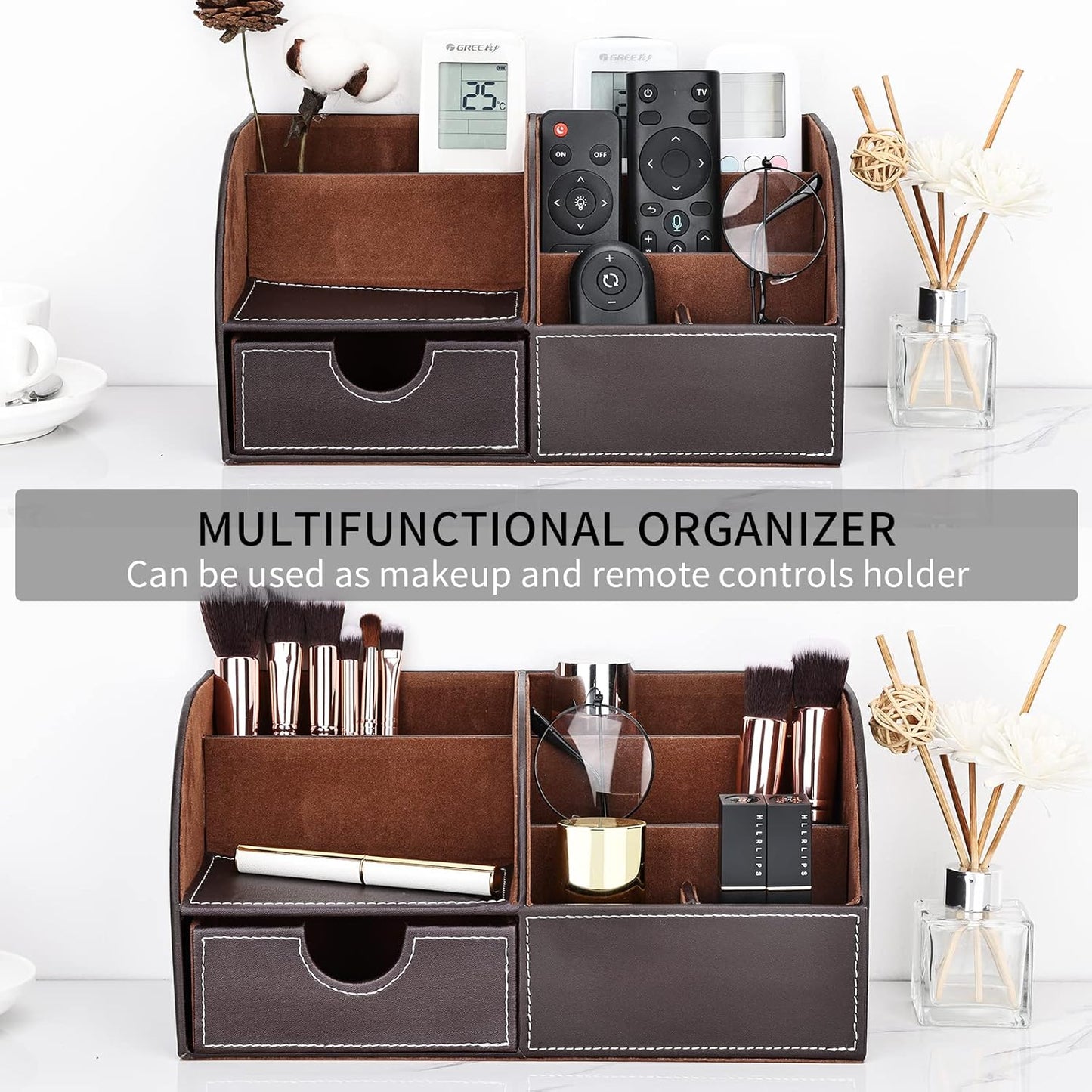 Schreibtisch Organizer mit 7 Fächern, Braun