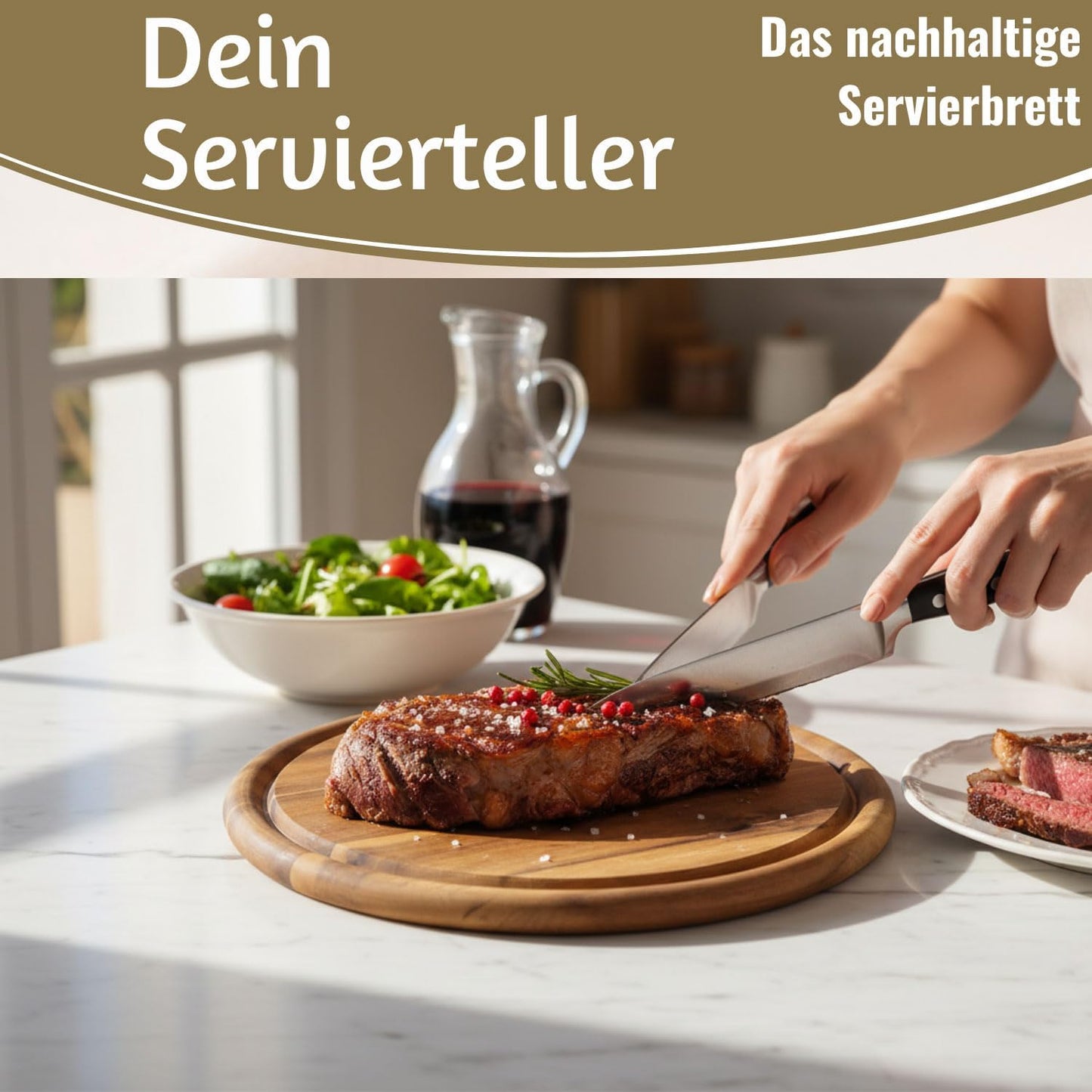 4er-Set Schneidebrett mit Saftrille, 4 Stück