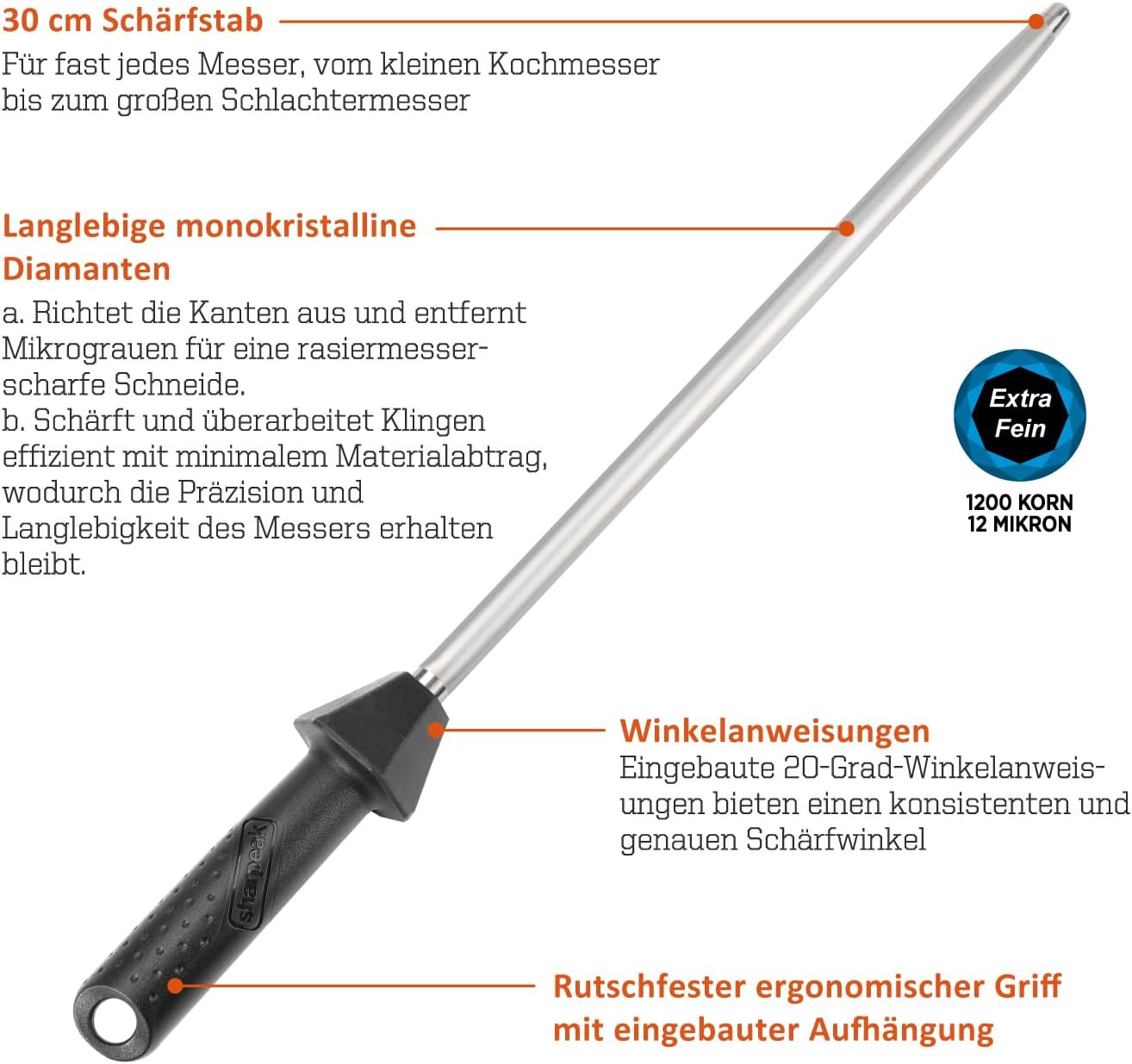 Diamant-Schleifstab mit monokristalliner Beschichtung, Diamonds Electroplated