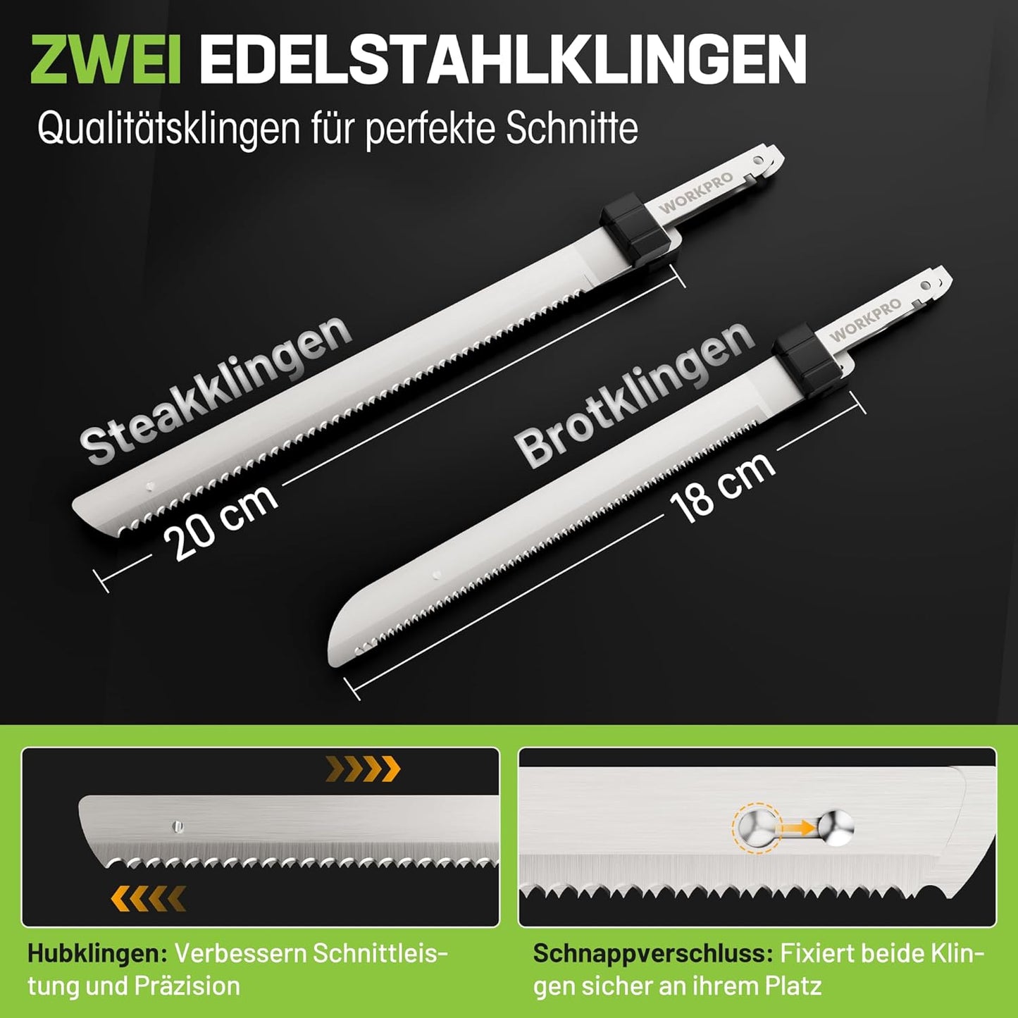 Elektromesser Set mit Akku, Weiss