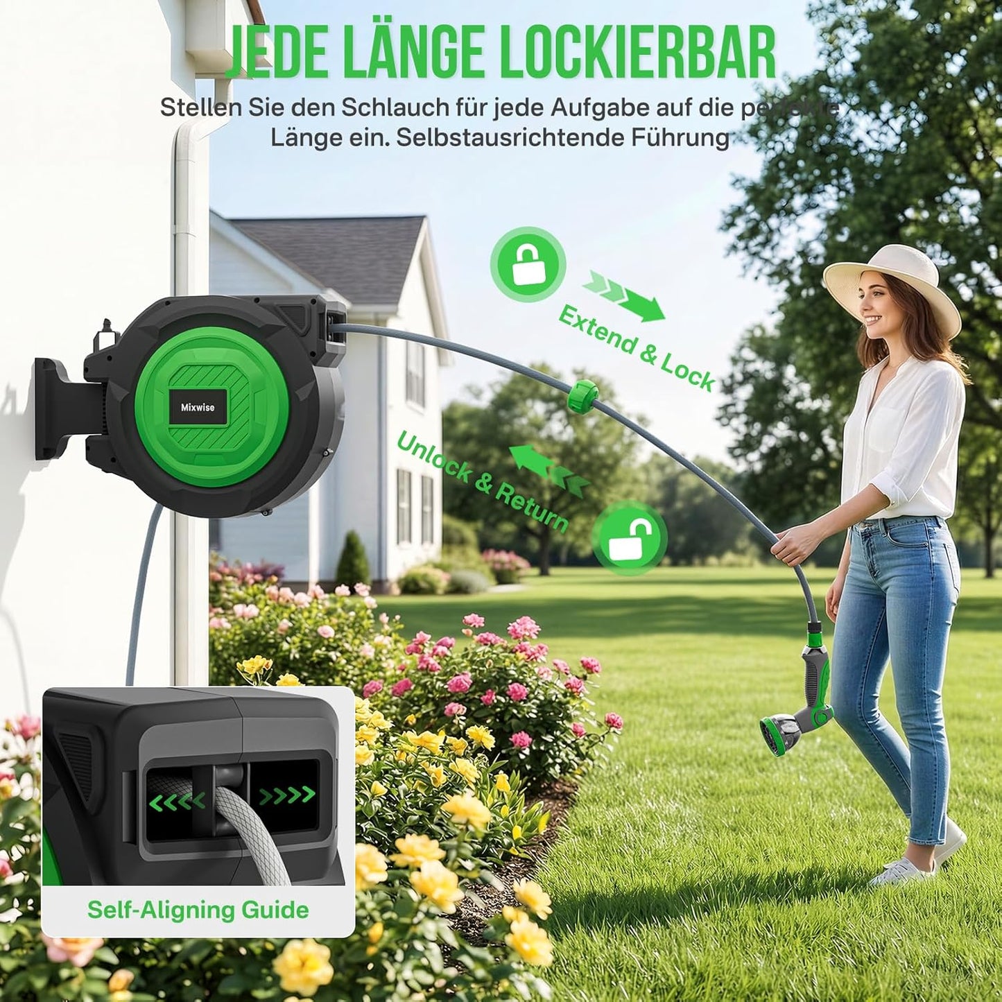 Wand-Schlauchbox RollUp, Green