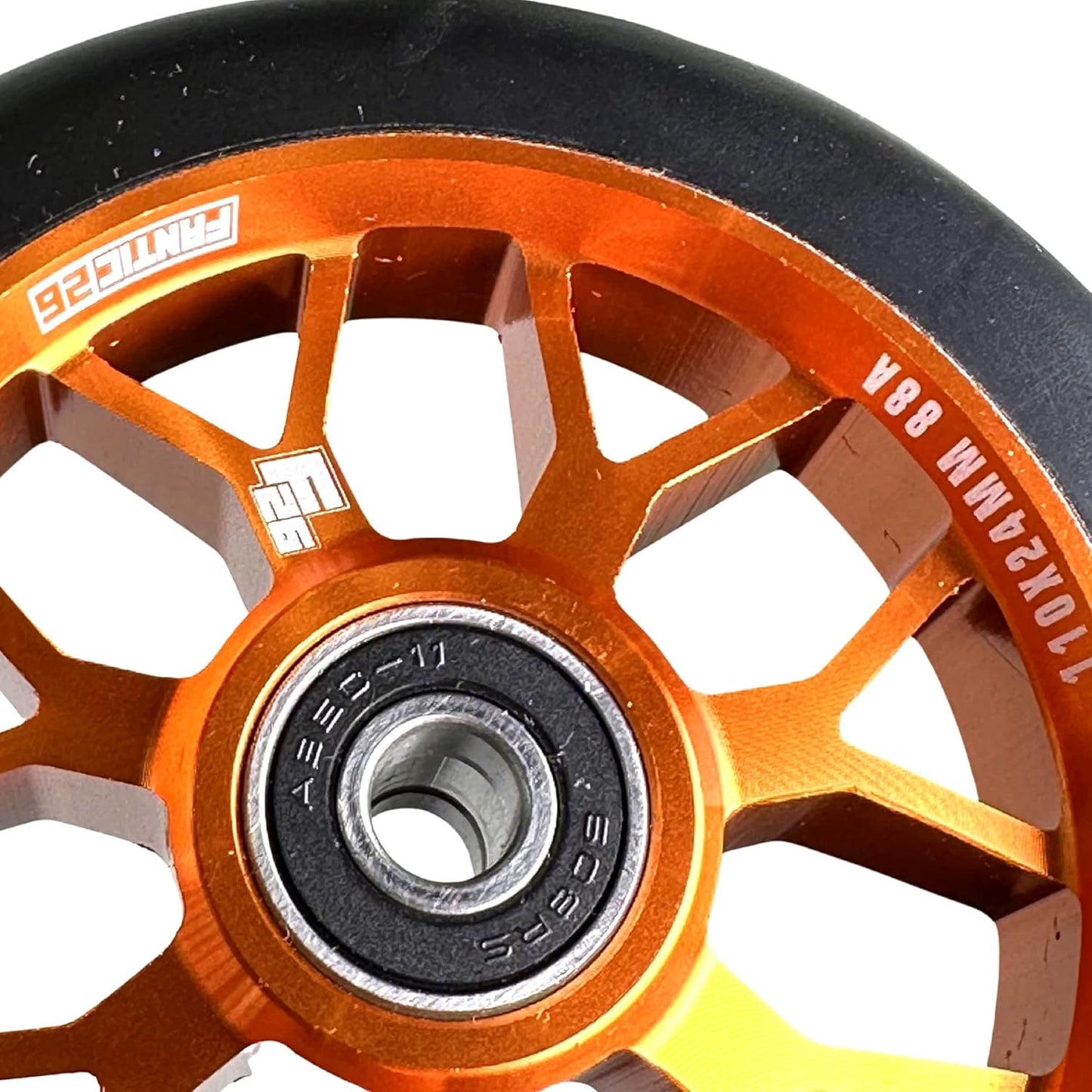 Stunt Scooter Rolle 110mm ABEC 11 Freestyle, Orange/Pu Schwarz