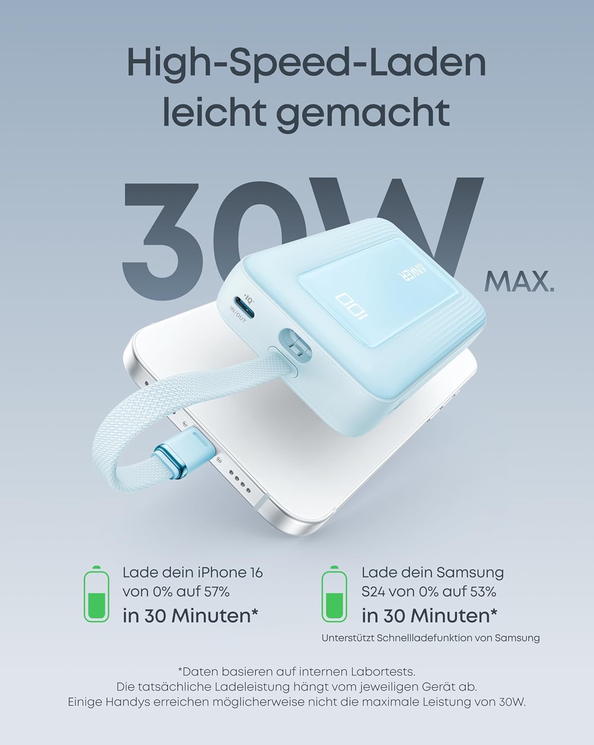 Power Bank Zolo, Blau ; 10000mAh