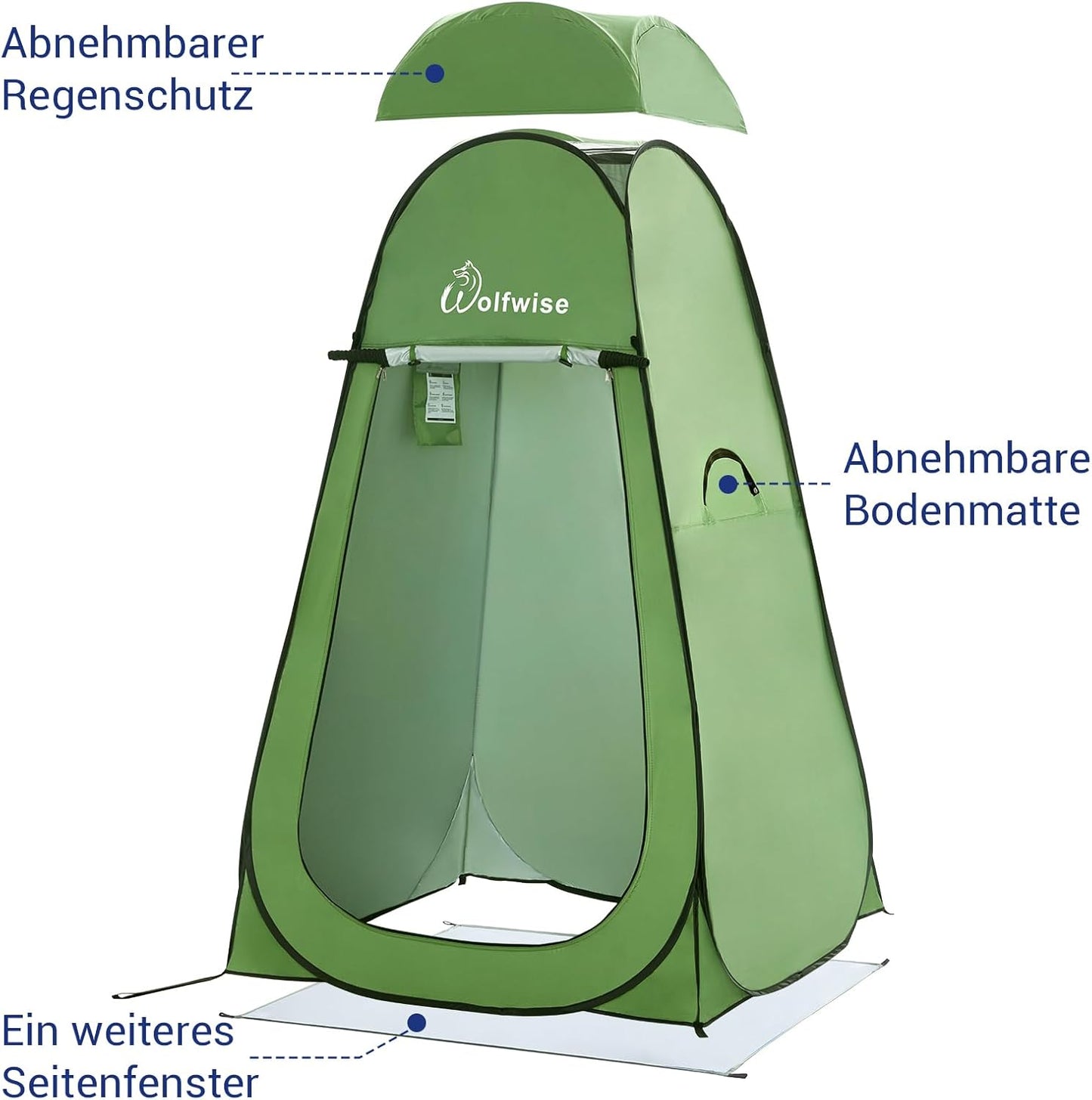 Pop Up Duschzelt, Grün Grosszügig: H 190cm, W 120cm