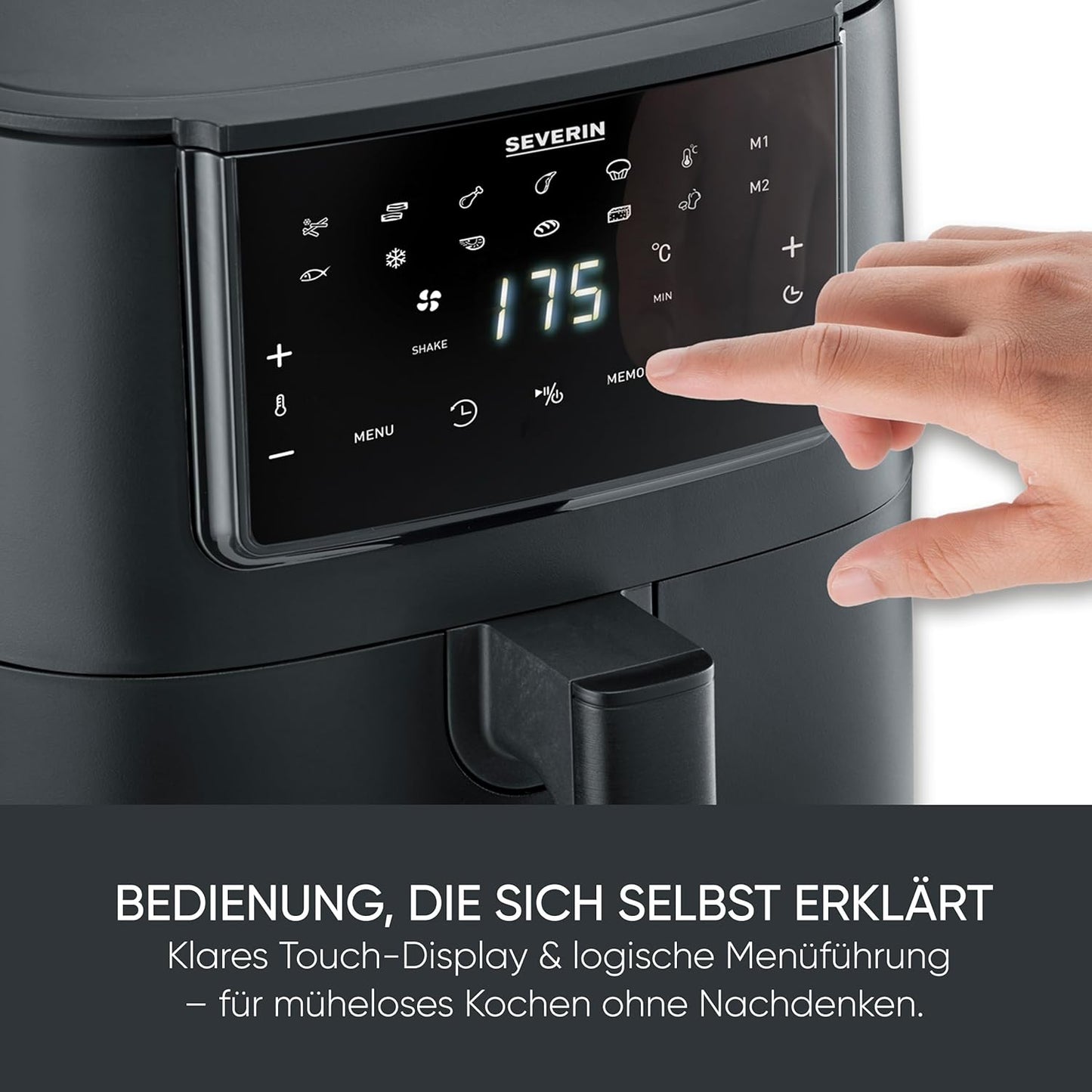 Heissluftfritteuse mit Automatikprogrammen, 7L Schwarz