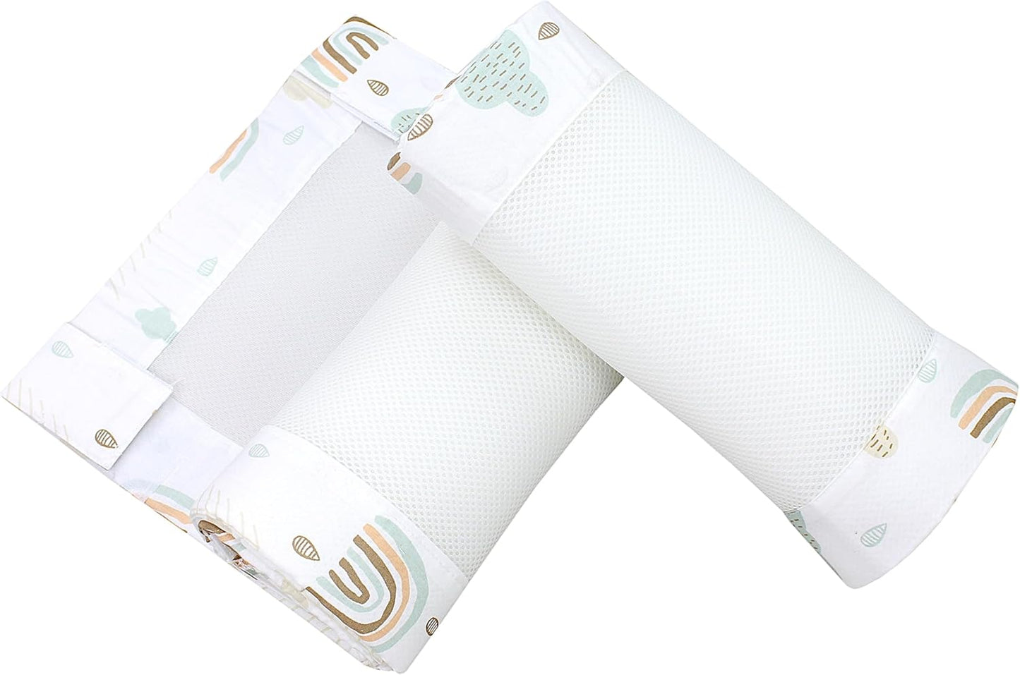 2er Pack Gitterstäbe Schutznetz für Babybett, ca. 128 x 30 cm (für Babybett 140x70) Regenbogen Wolken