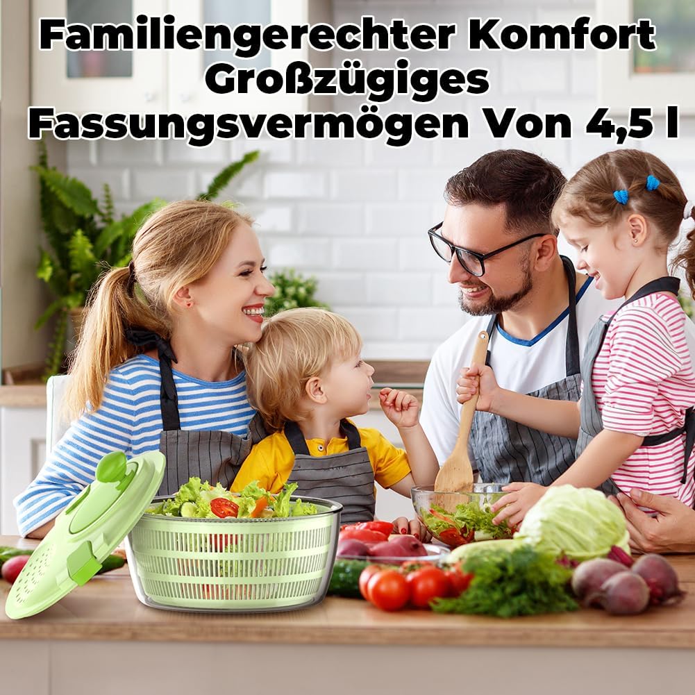 Salatschleuder mit Kurbelantrieb, 4.5L