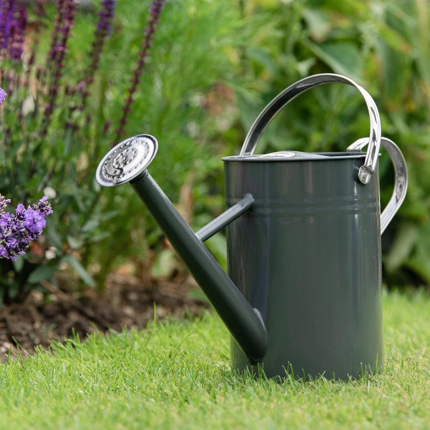 Vintage Giesskanne mit 2 Griffen, 4.5 Liter Steingrau