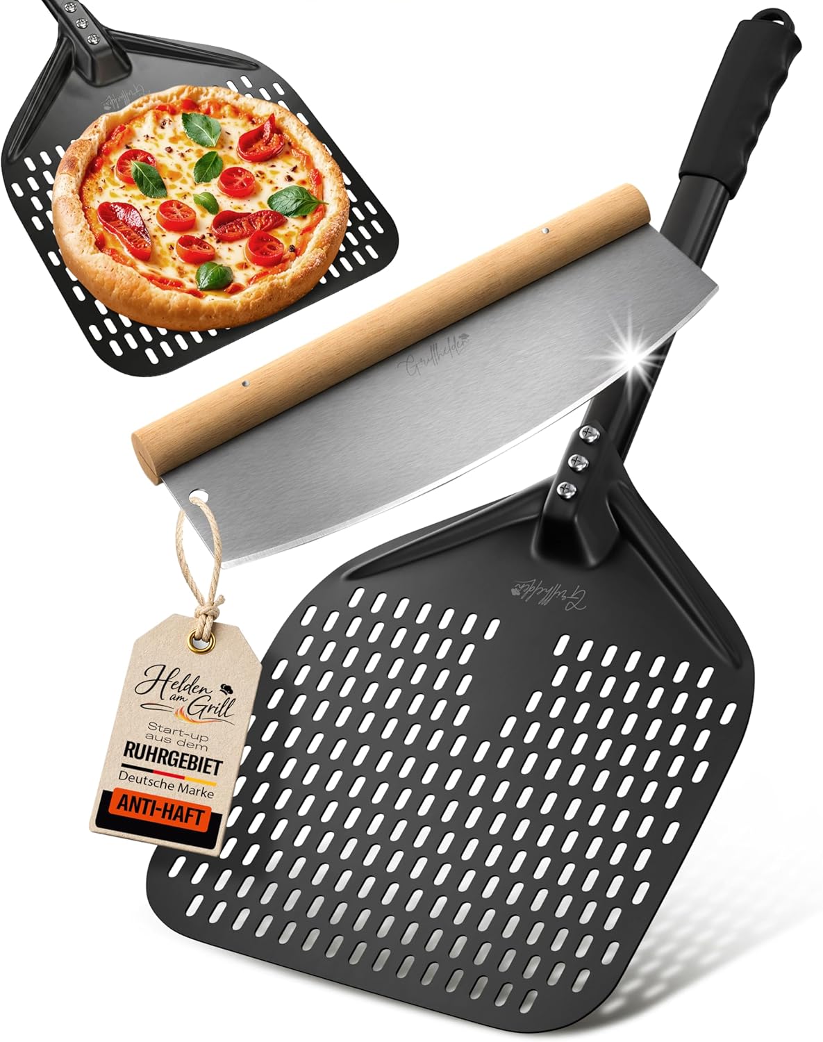 Pizzaschieber-Set mit Pizzamesser